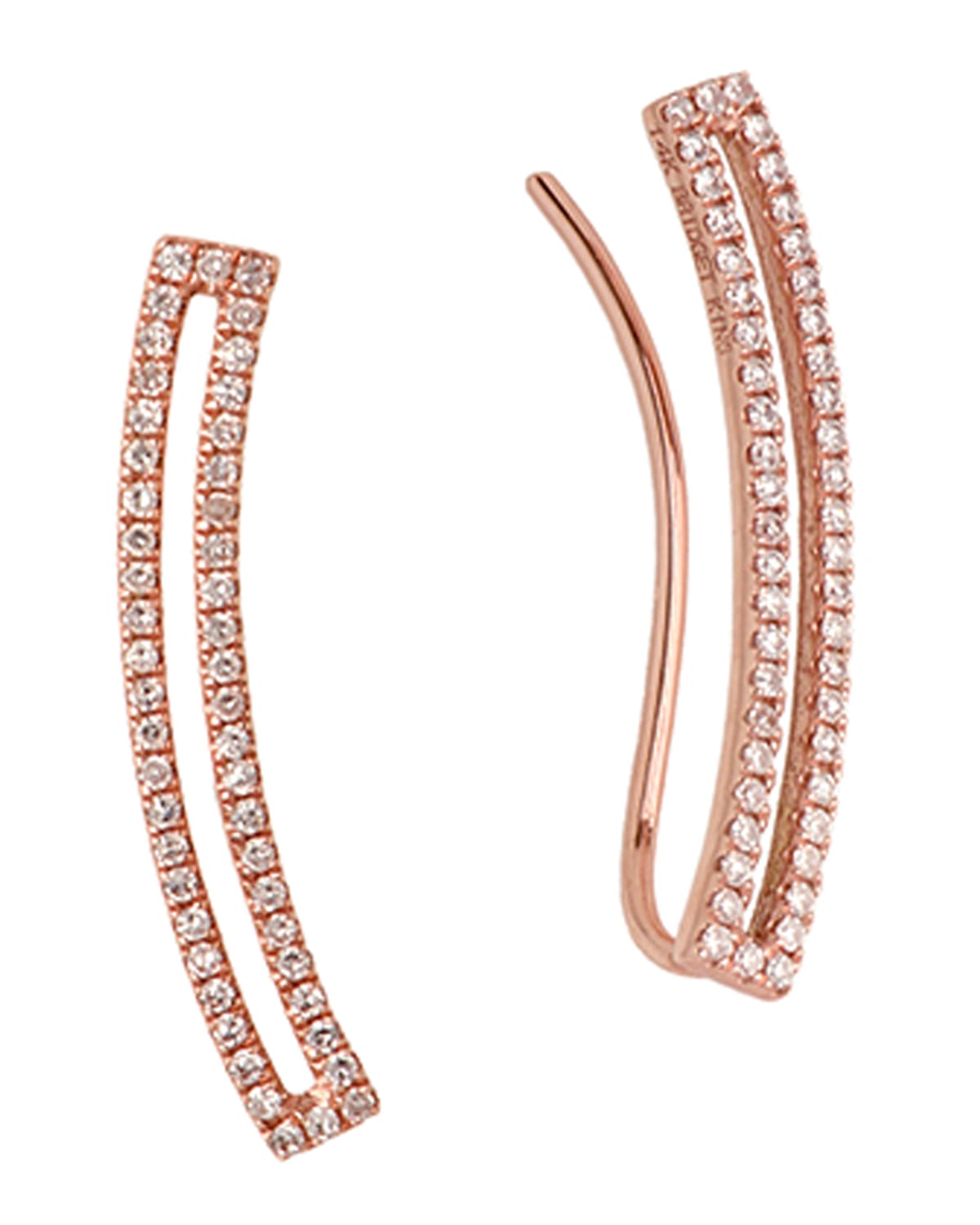 Bridget King Jewelry 14k Curved Open Bar Diamond Earrings In Rose Gold