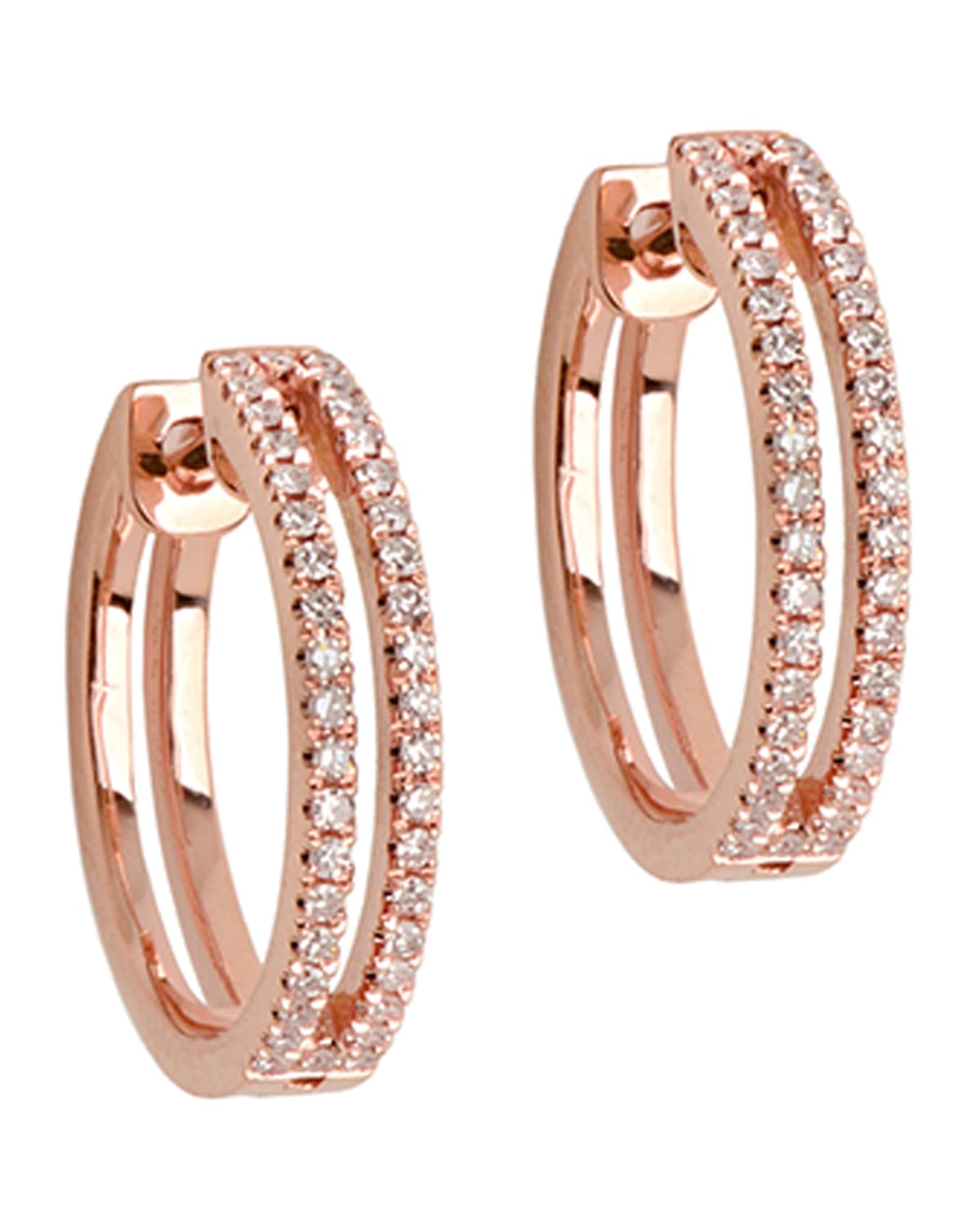 Bridget King Jewelry 14k Open Bar Diamond Huggie Earrings In Rose Gold