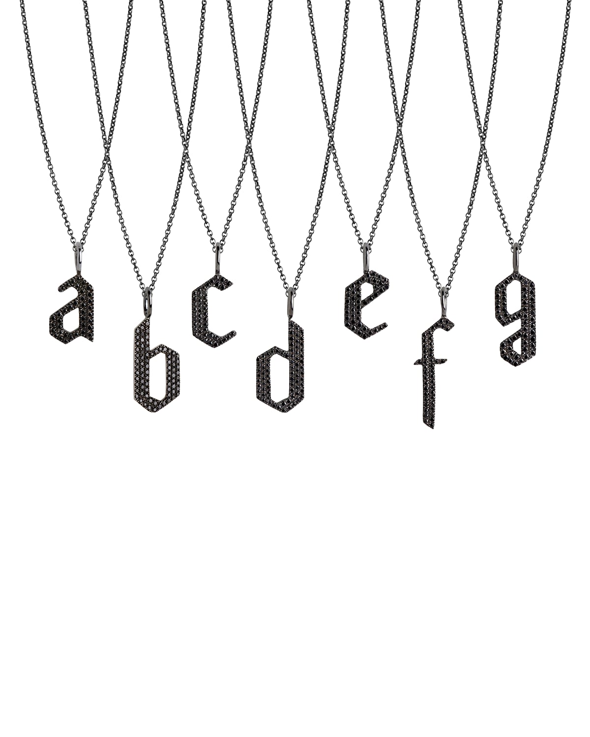 Bridget King Jewelry Black Diamond Alphabet Necklace