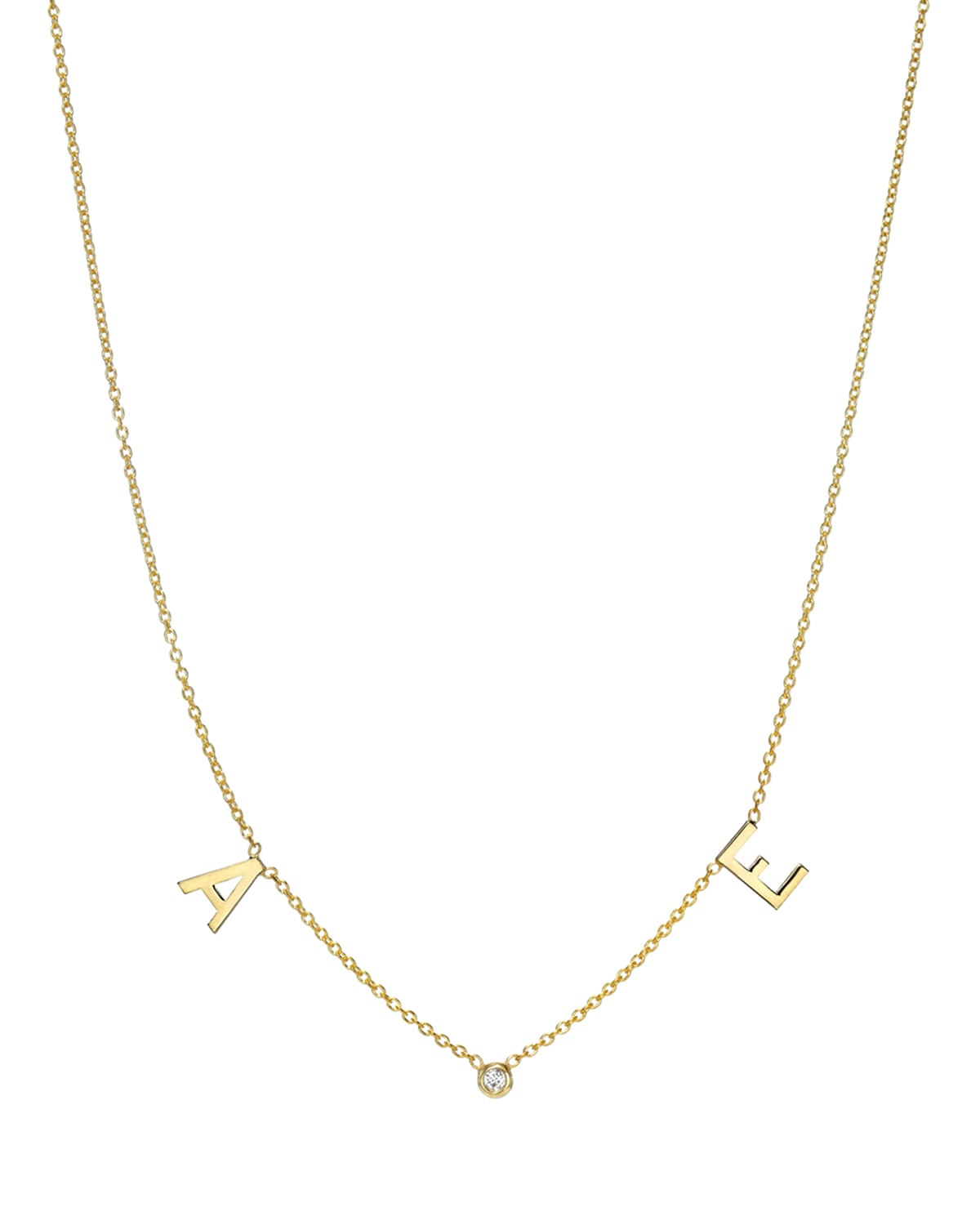 Zoe Lev Jewelry 14k Gold Initial And Bezel Diamond Necklace