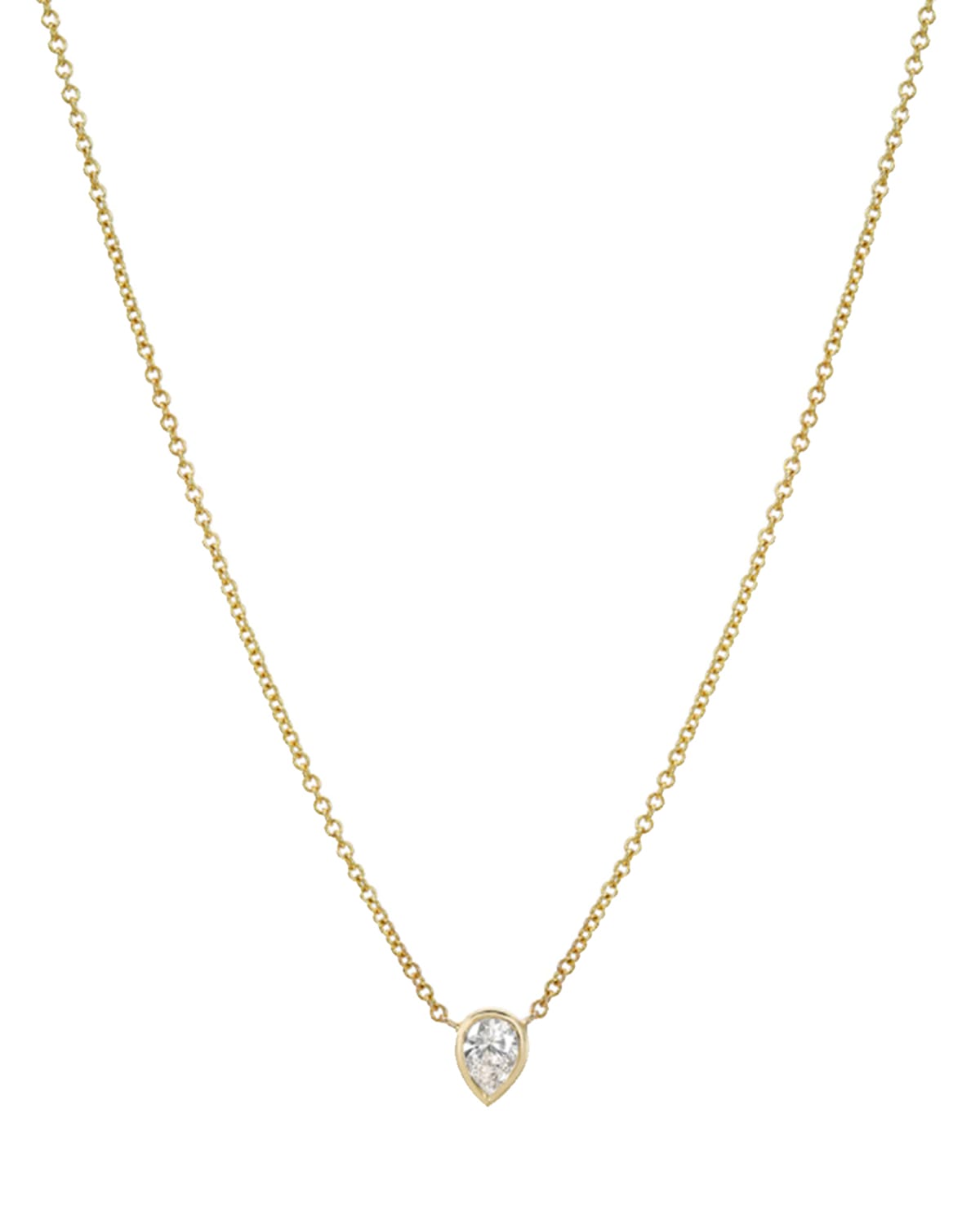 Zoe Lev Jewelry 14k Yellow Gold Pear Diamond Bezel Necklace