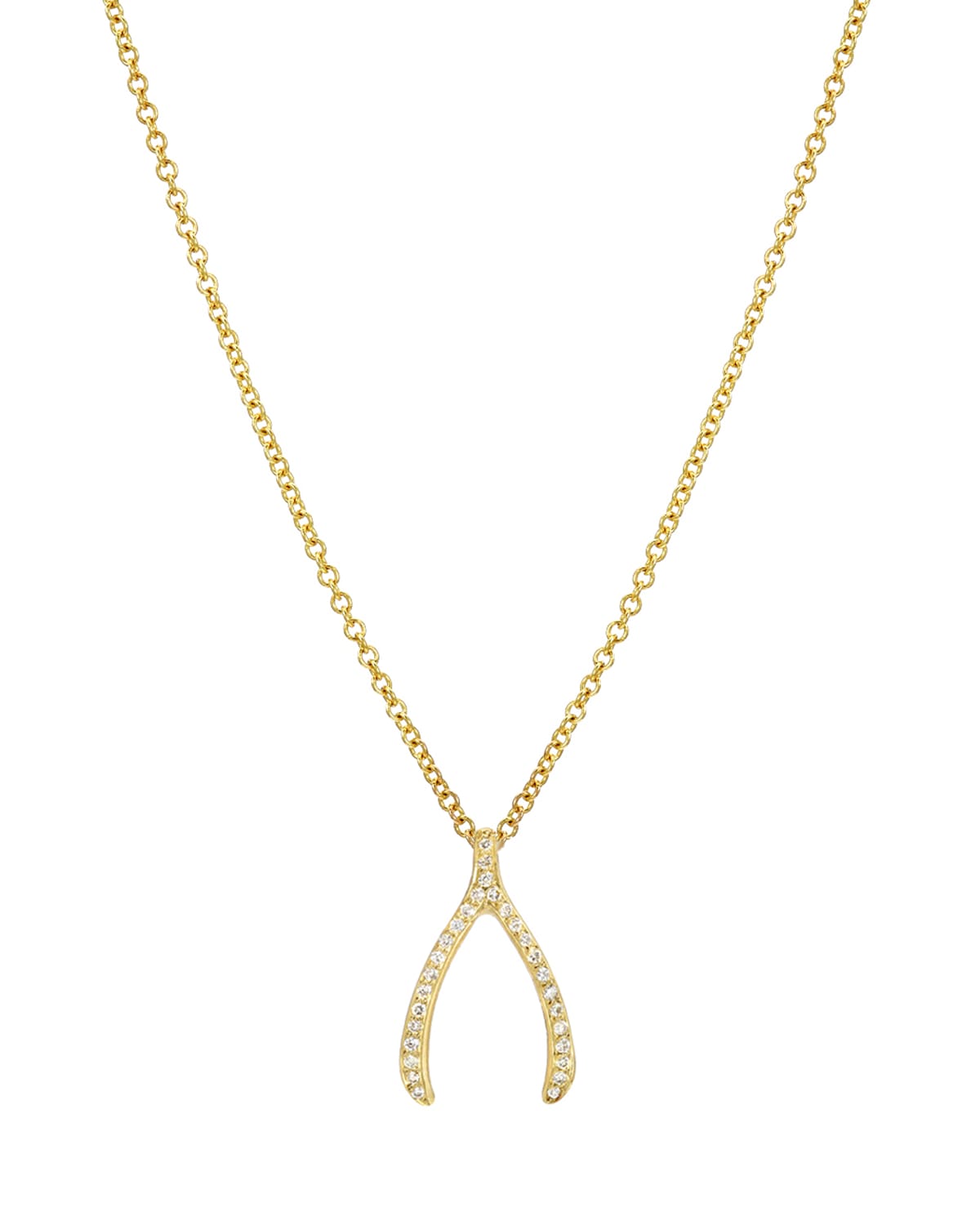 Zoe Lev Jewelry 14k Diamond Wishbone Necklace