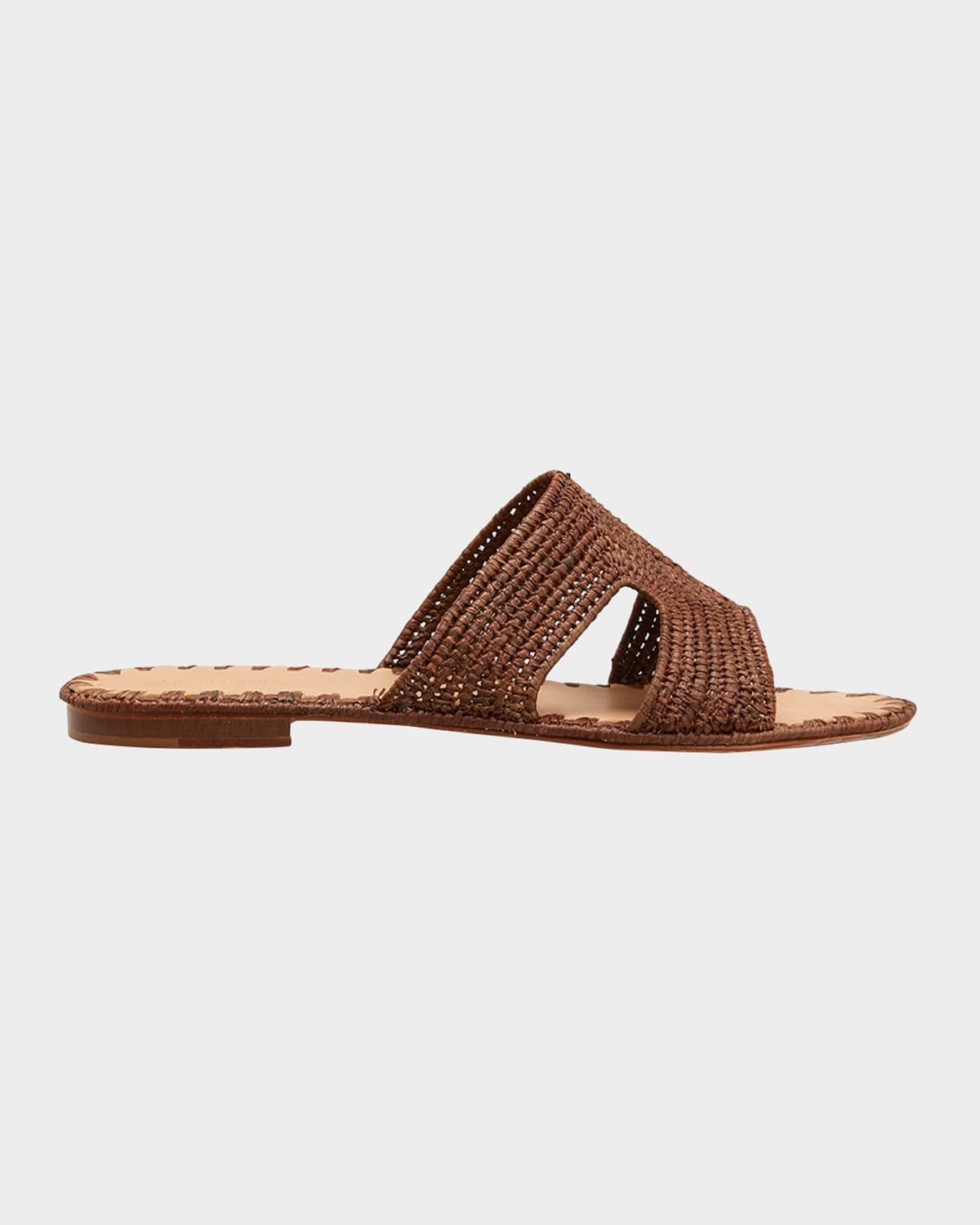 Carrie Forbes Cuadro Raffia Flat Slide Sandals In Cafe