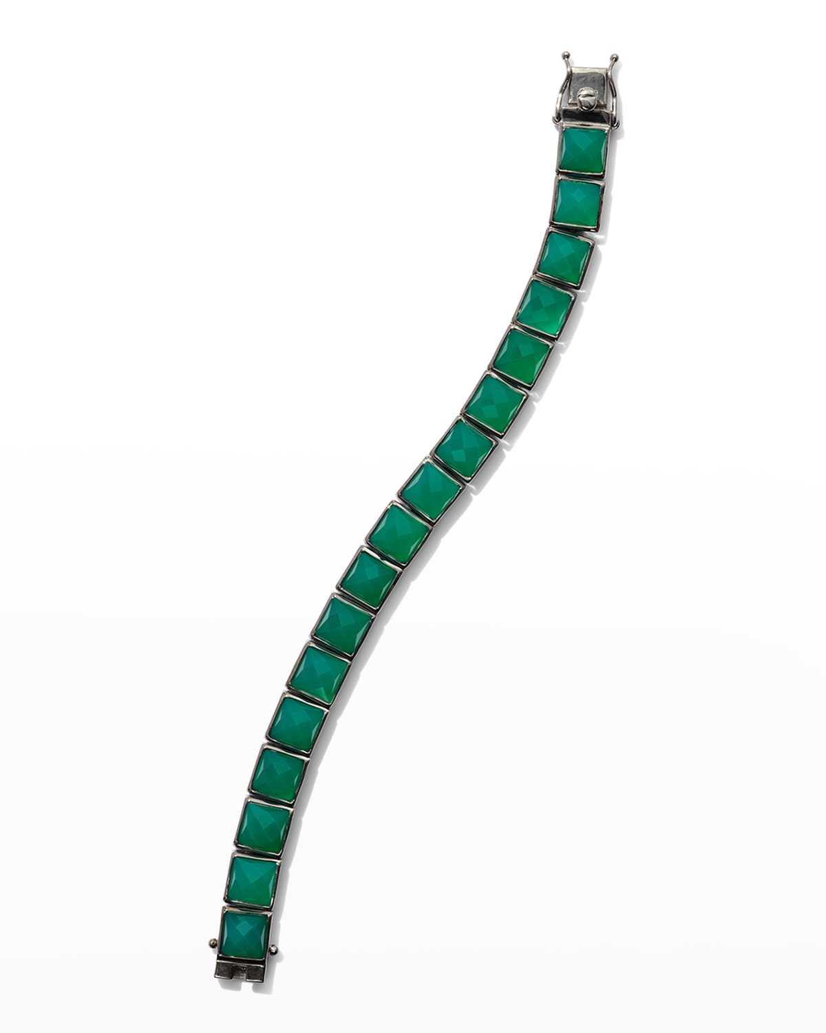 Large Tile Tennis Bracelet in Green Onyx