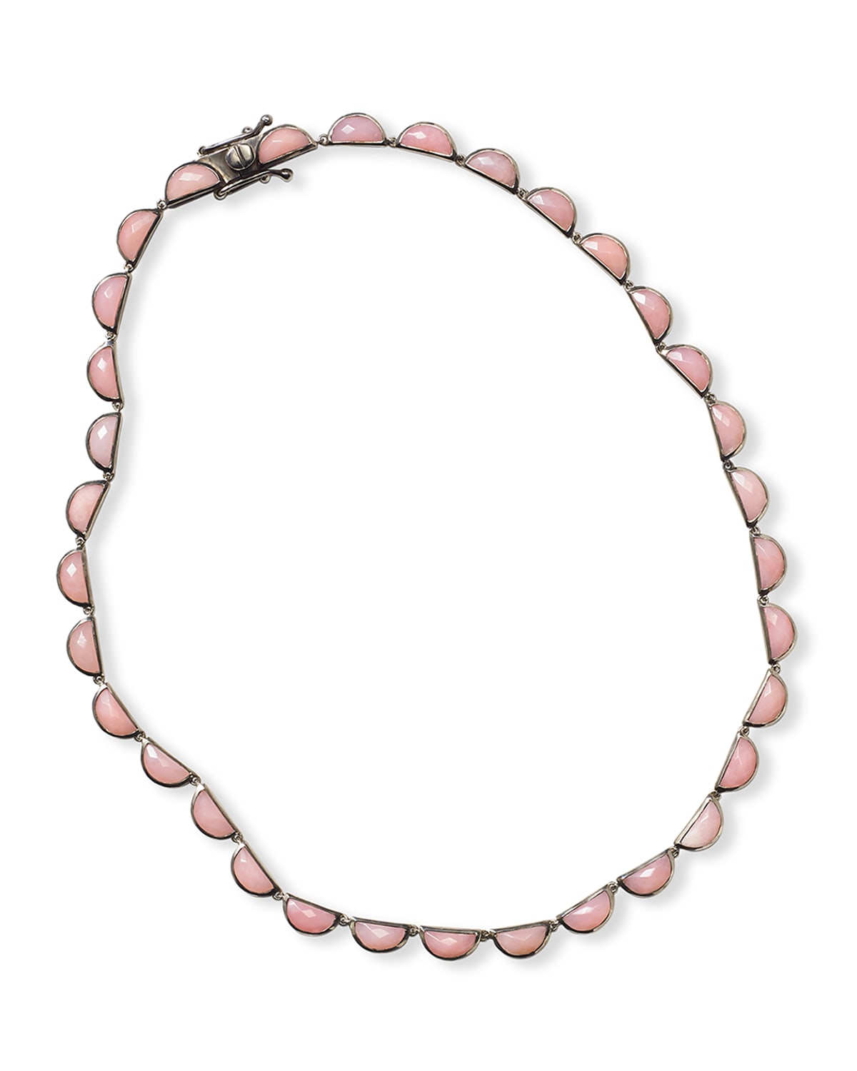 Large Scallop Riviere Necklace in Pink Opal