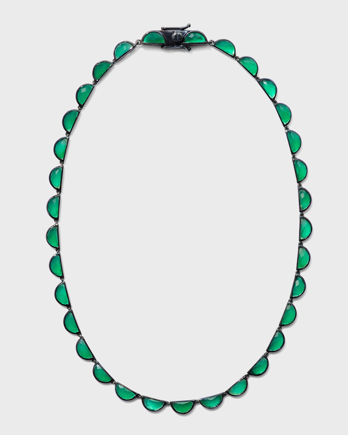 Large Scallop Riviere Necklace in Green Onyx