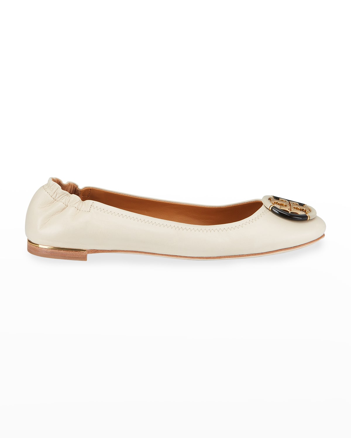 Tory Burch Multi-logo Elastic Ballet Flats In Cream