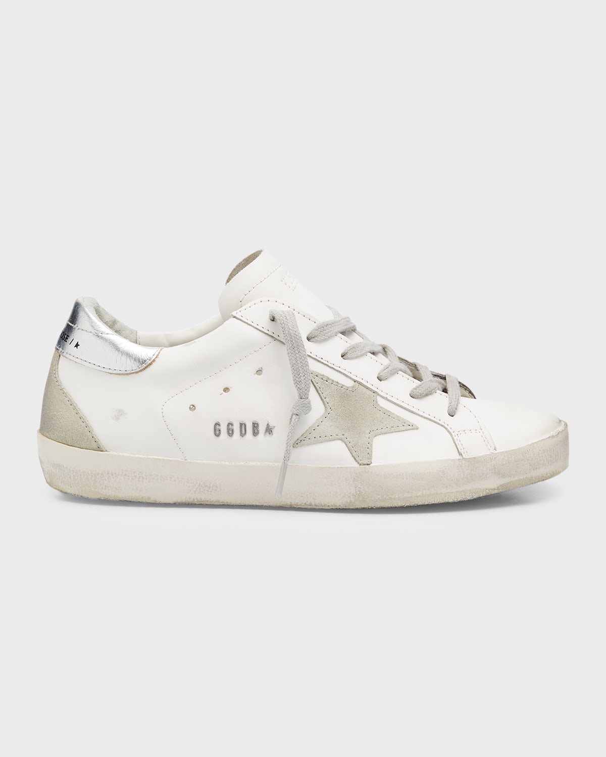 Golden Goose Super-star Mixed Leather Sneakers In White