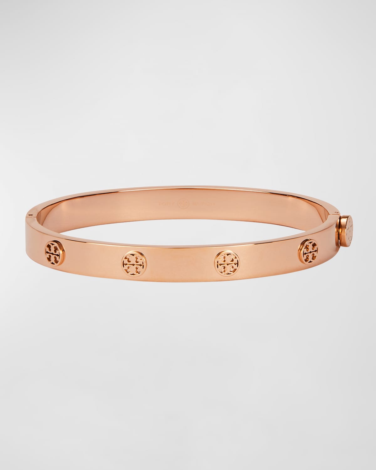 Tory Burch Rose Gold Tone Miller Hinge Stud Bangle In Rose Gold