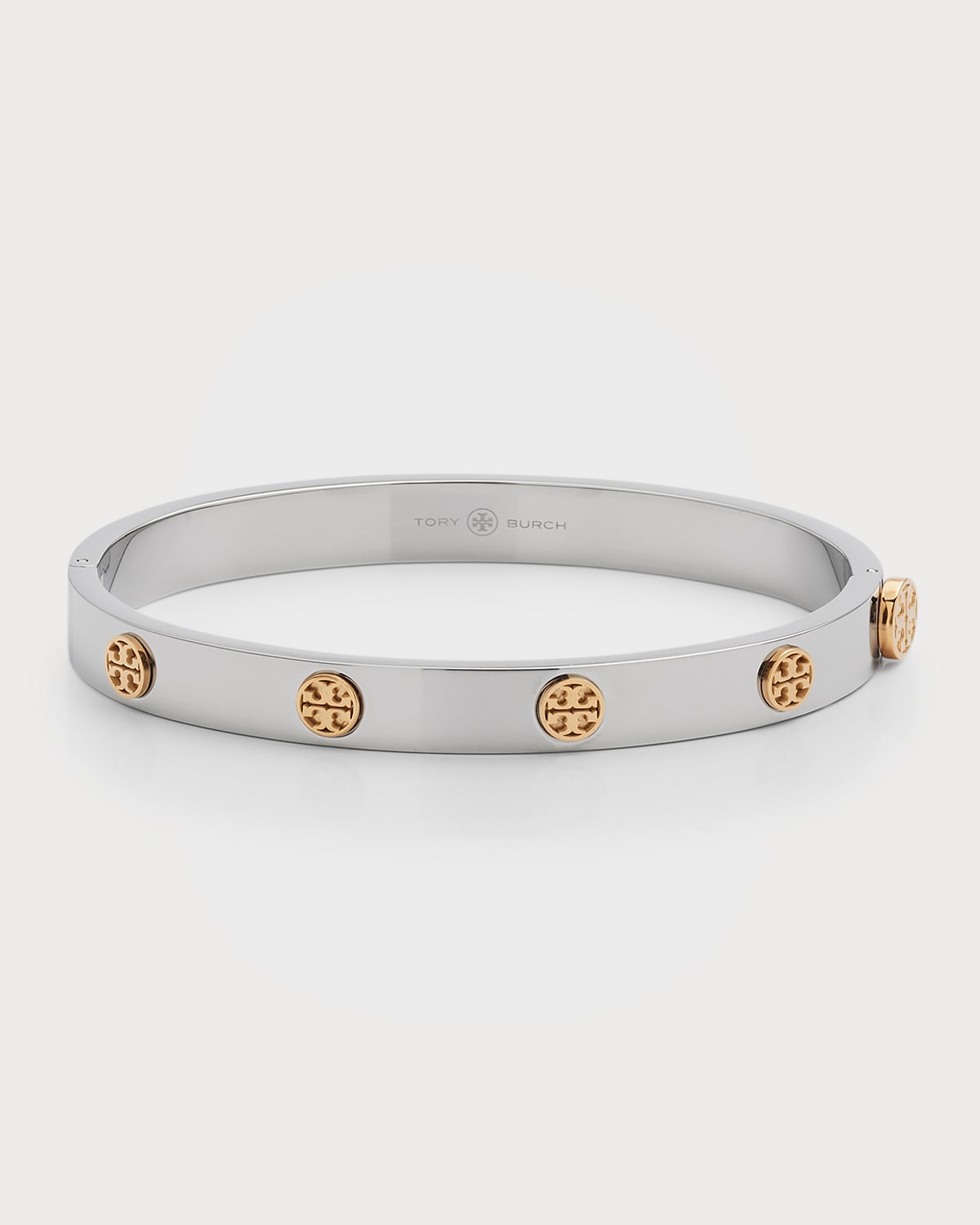 Tory Burch Miller Stud 5mm Hinge Bracelet In Silver/gold