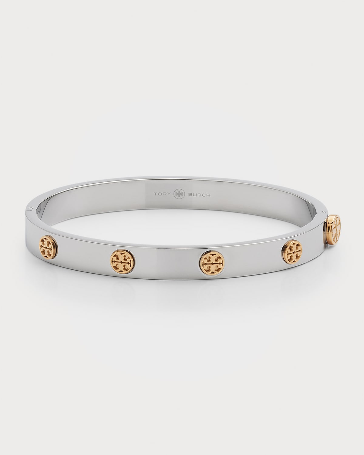 Tory Burch Miller Stud Hinge Bracelet In Silver/gold