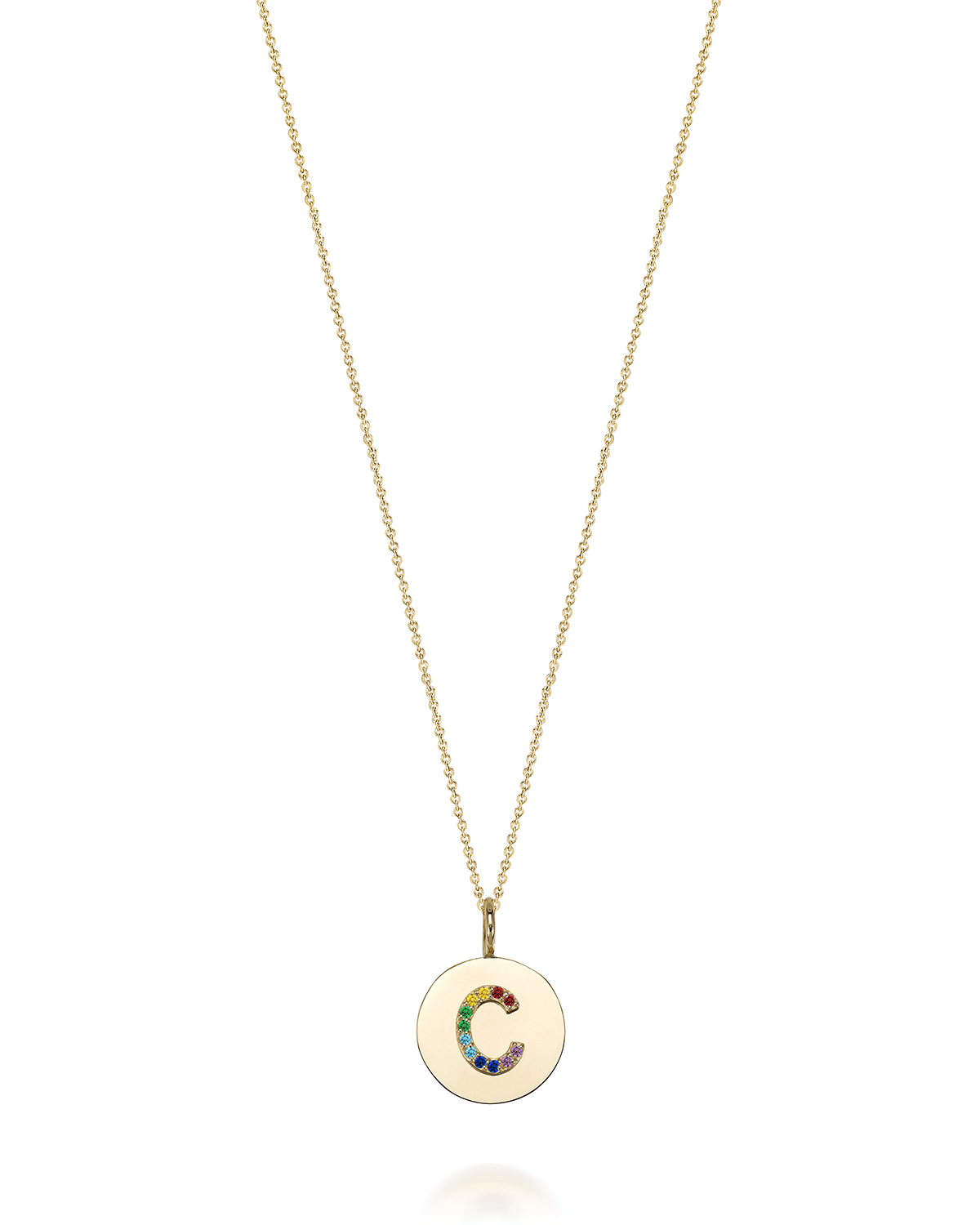 Sarah Chloe Kari Rainbow Initial Medallion Necklace
