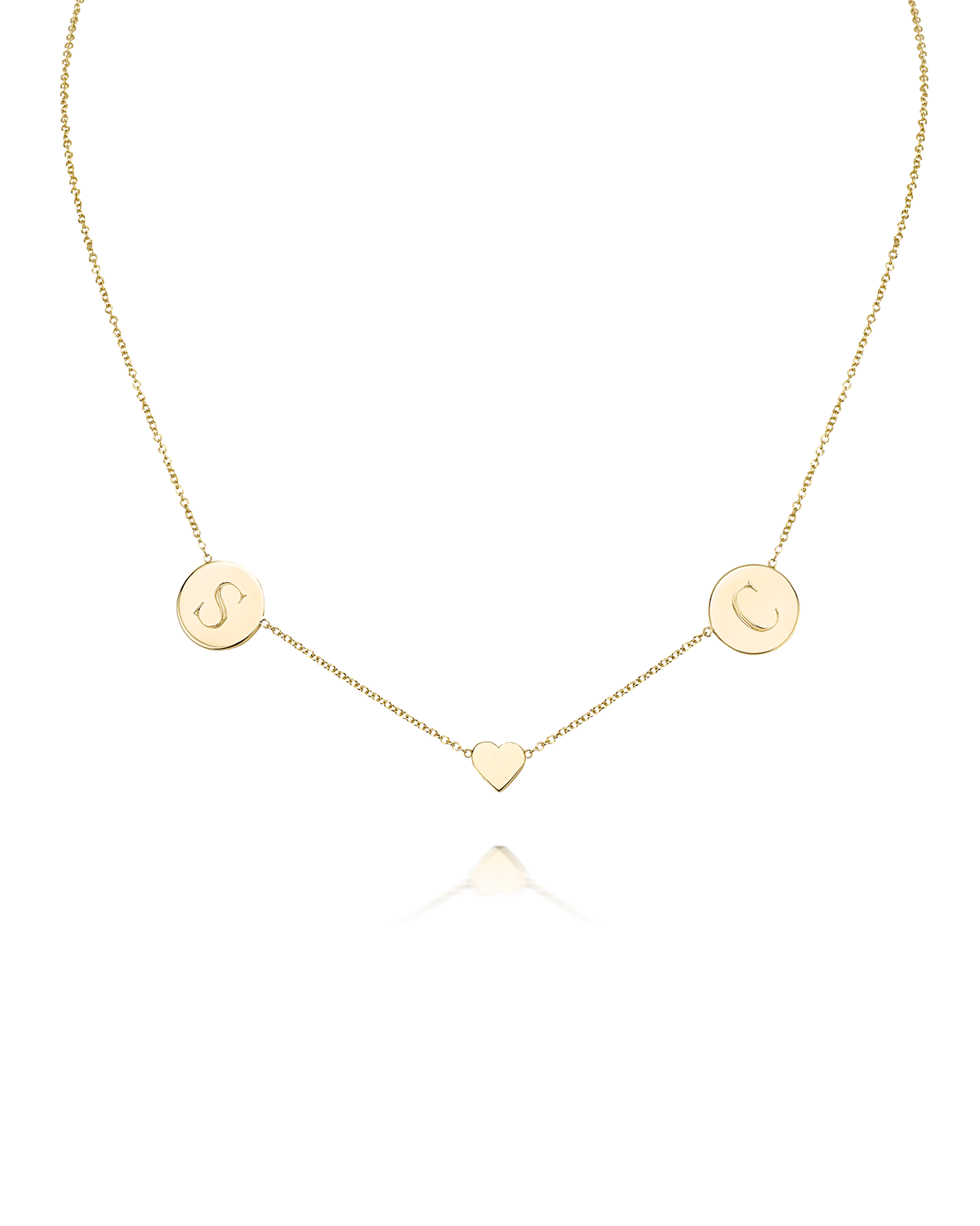 Sarah Chloe Cara Solid 14k Gold Heart & Disc Pendant Necklace