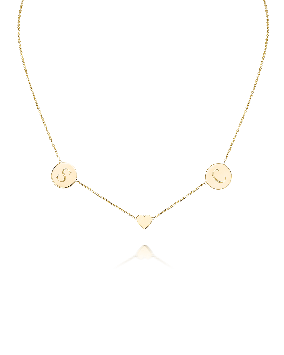 Cara Solid 14k Gold Heart & Disc Pendant Necklace