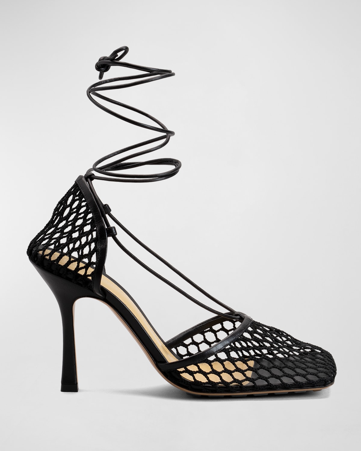 Bottega Veneta Mesh Stretch Sandals In Nero