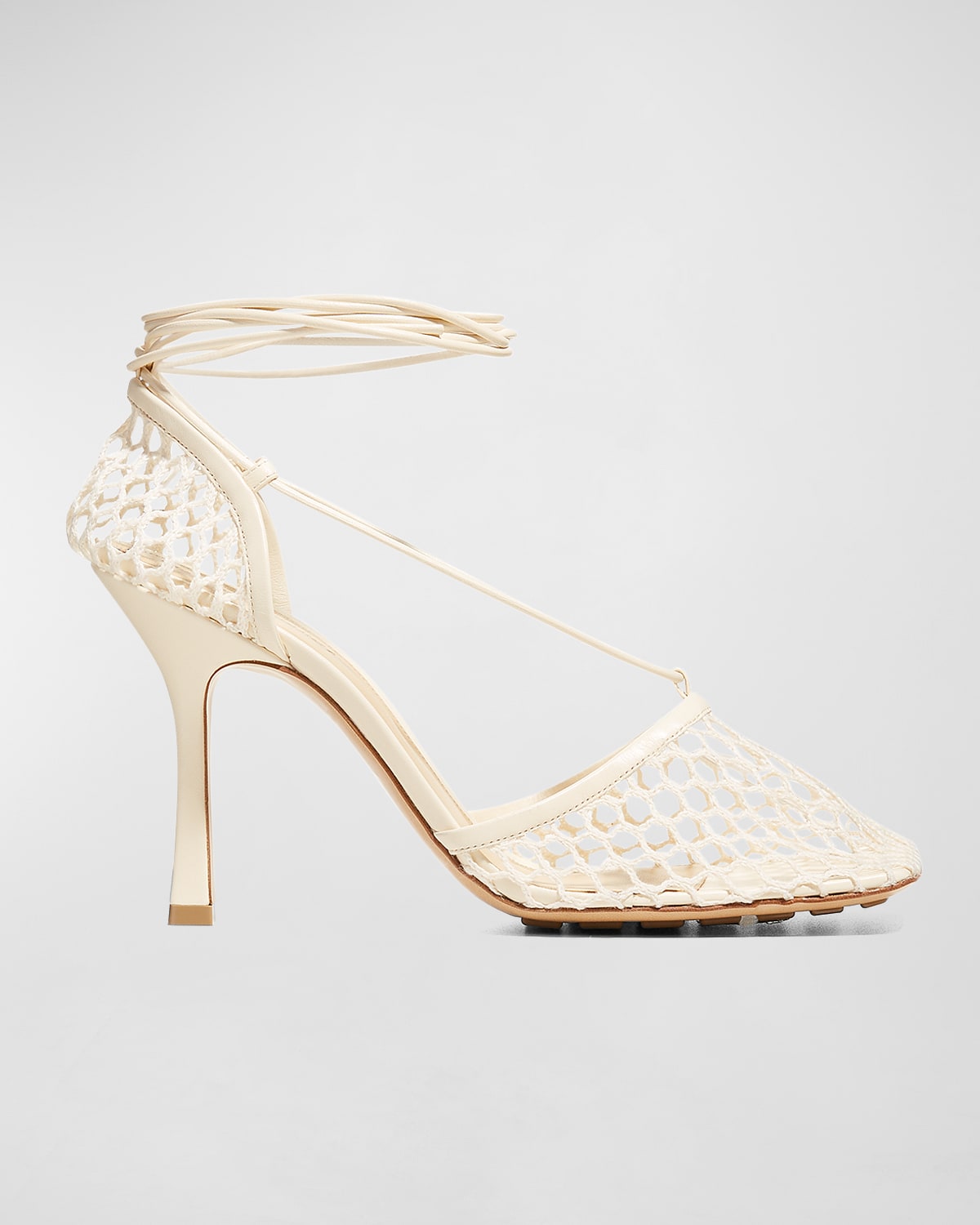 Bottega Veneta Neutral Stretch 90 Mesh Pumps In Toile