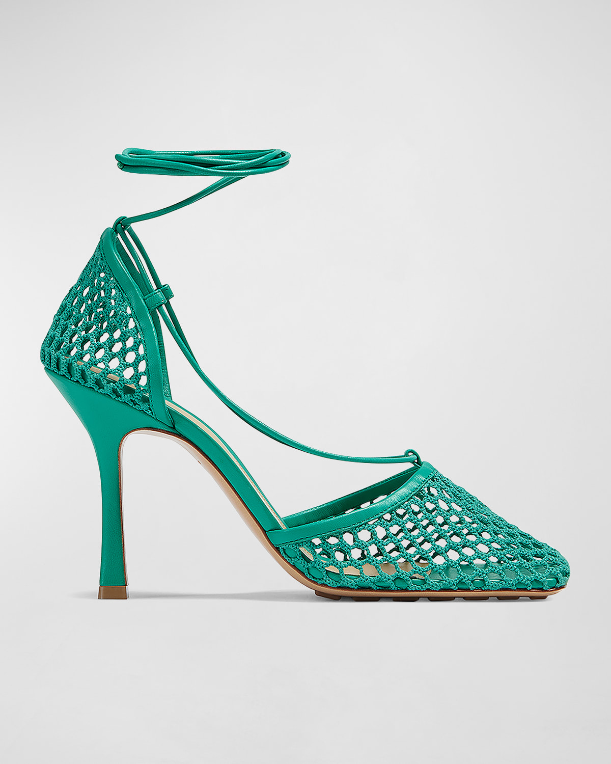 Bottega Veneta Mesh Stretch Sandals In Acid Turquoise