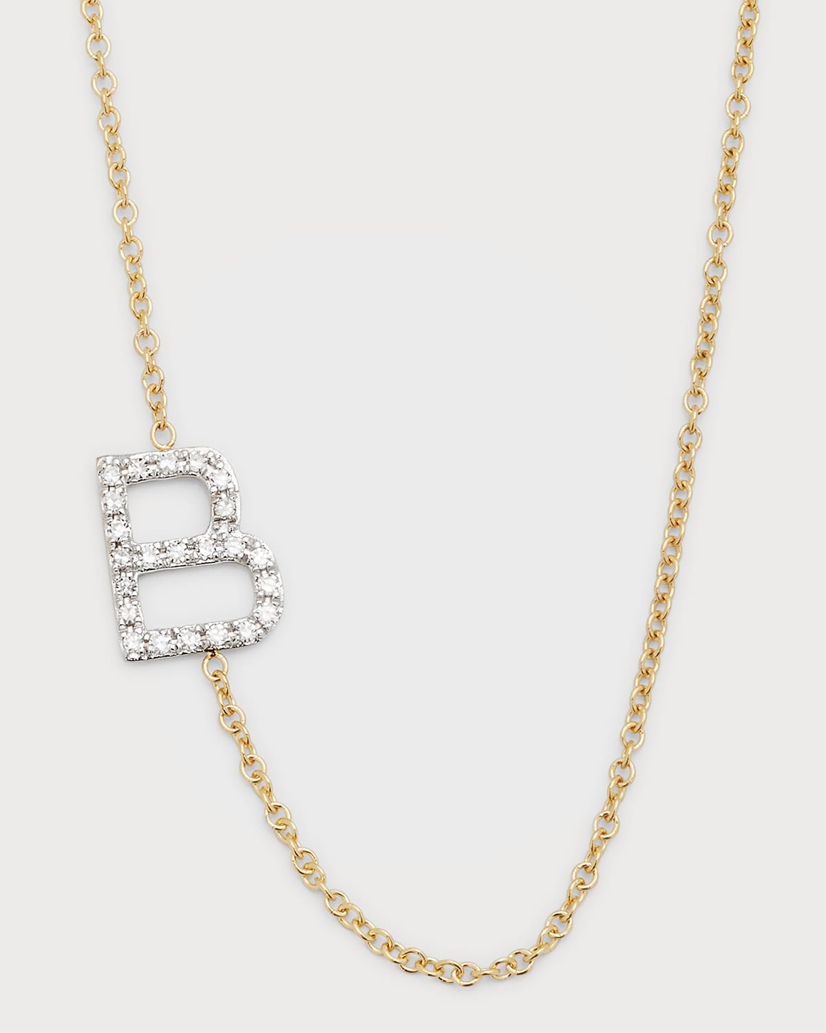 Diamond Asymmetrical Initial Necklace, B