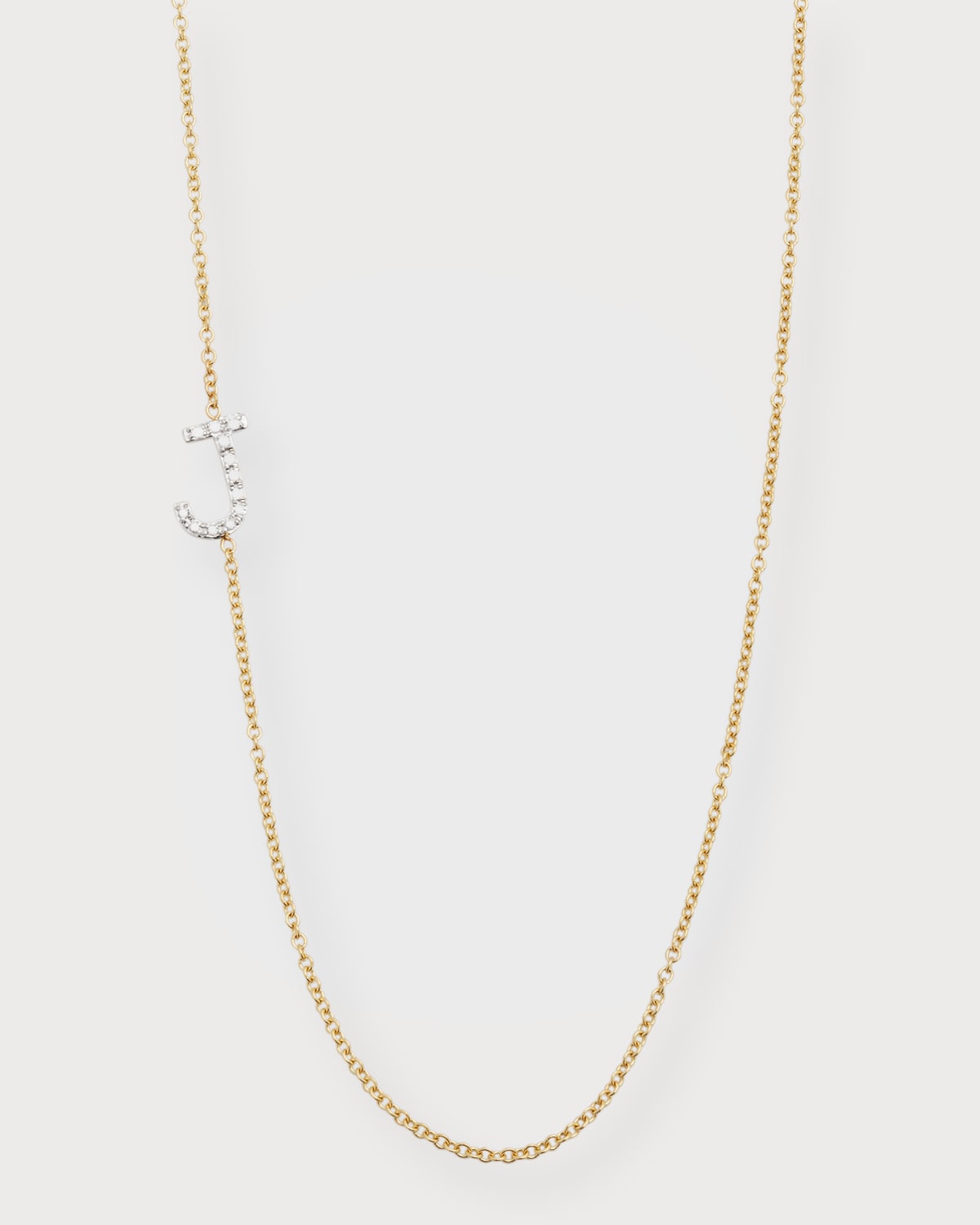 Diamond Asymmetrical Initial Necklace, J