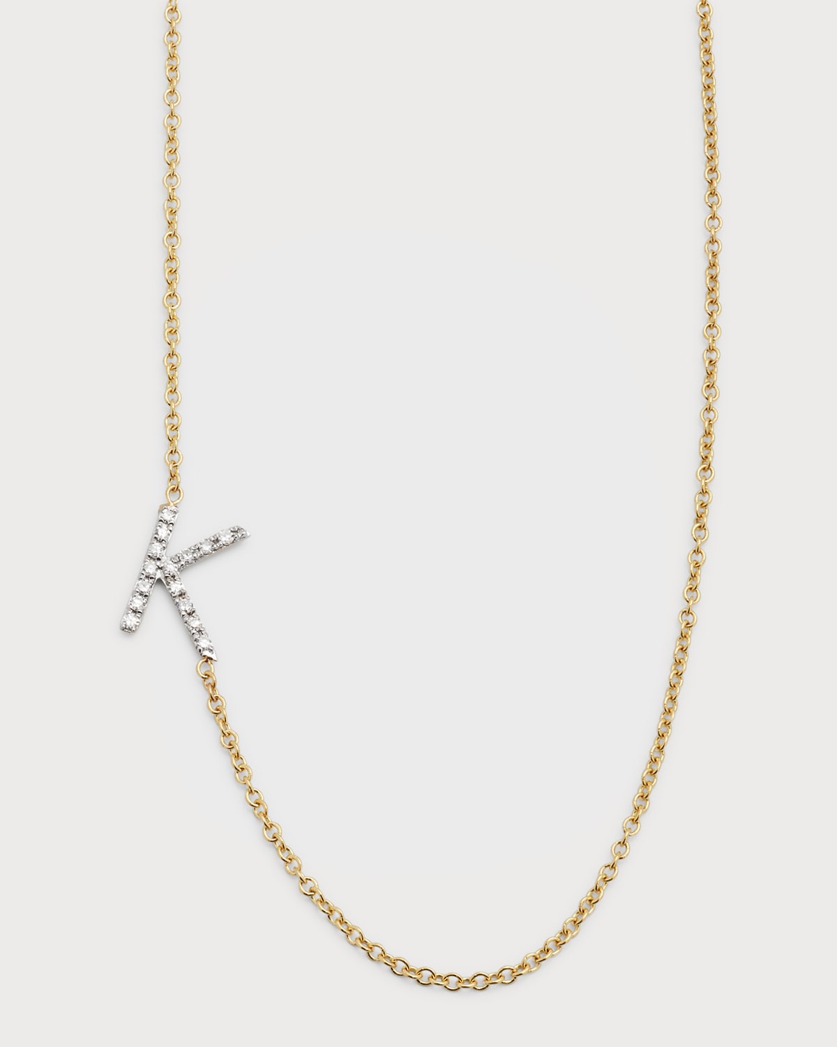 Zoe Lev Jewelry Diamond Asymmetrical Initial Necklace, K In Gold