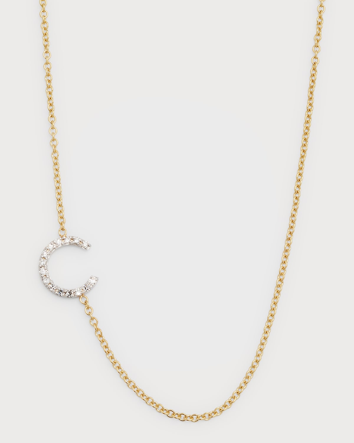 Zoe Lev Jewelry Diamond Asymmetrical Initial Necklace, C In Gold
