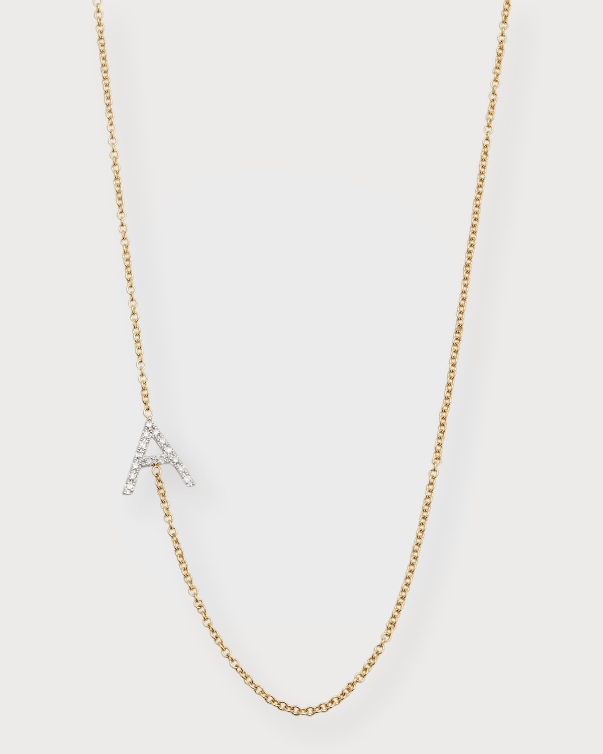 Zoe Lev Jewelry Diamond Asymmetrical Initial Necklace, A In Gold