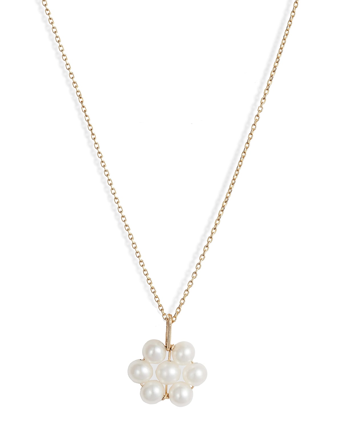 Poppy Finch 14k Gold Pearl Flower Pendant Necklace