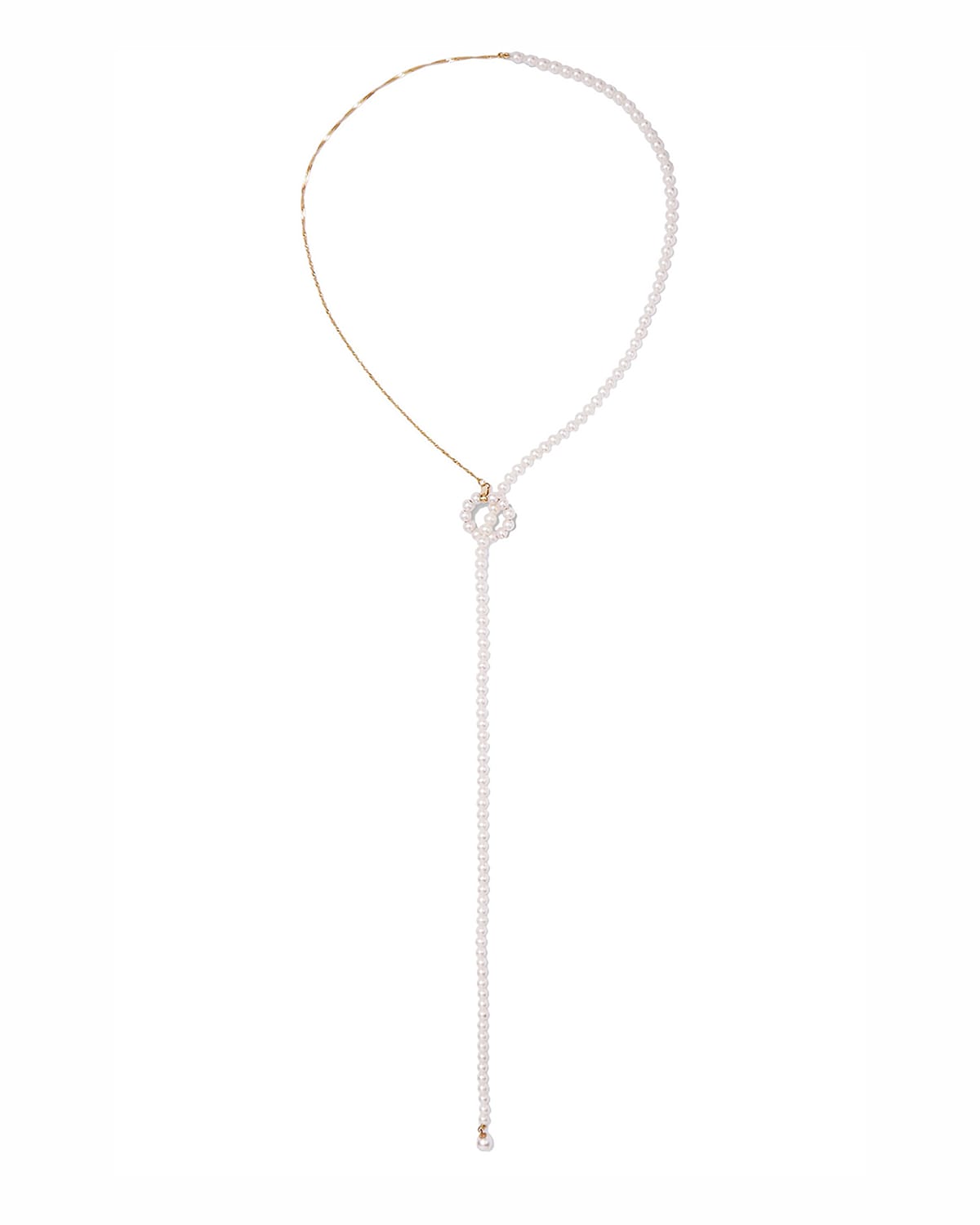 Poppy Finch 14k Gold Pearl Lariat Chain Necklace