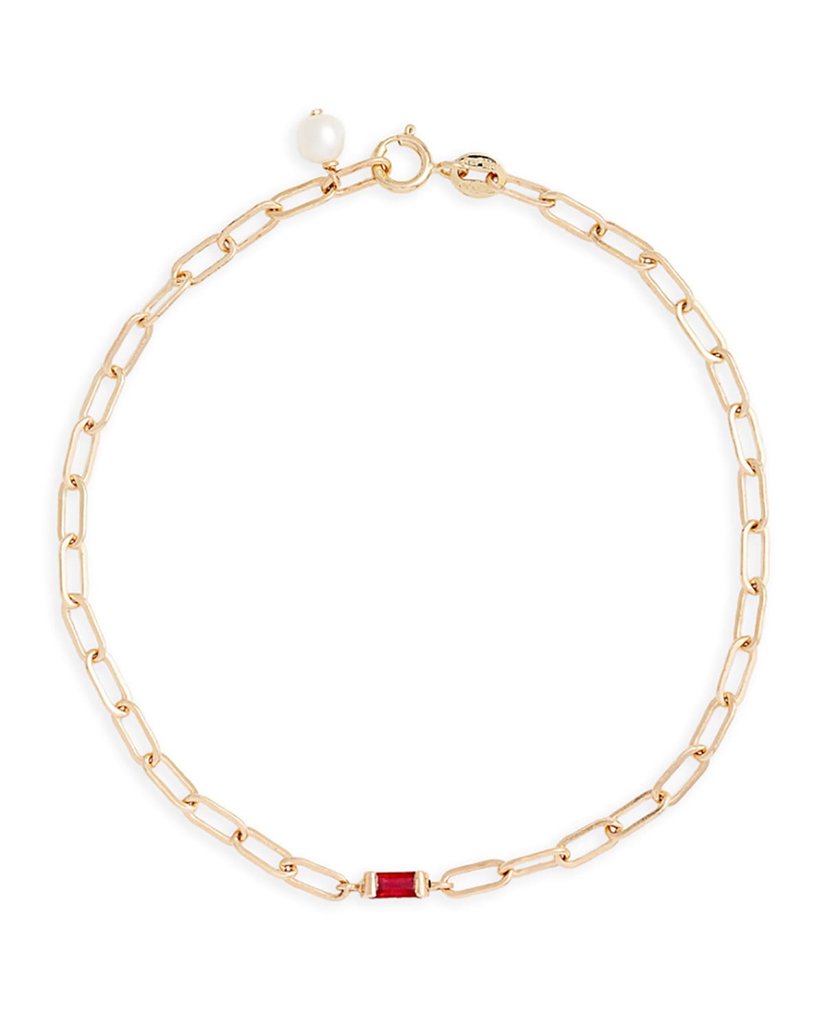 Poppy Finch 14k Gold Interlocking Chain Ruby Bracelet
