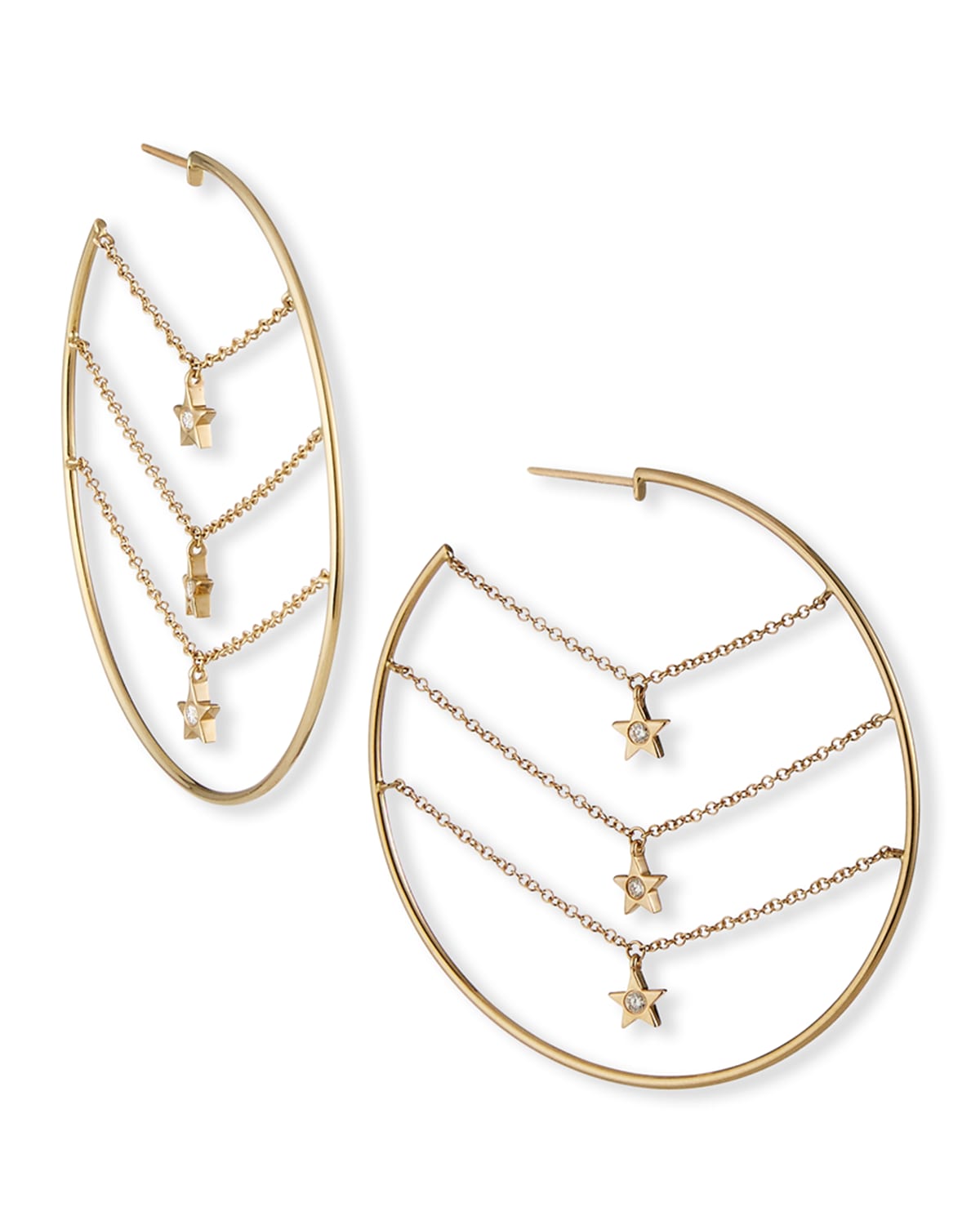 Kastel Jewelry Siren 3-Star Dangle Hoop Earrings