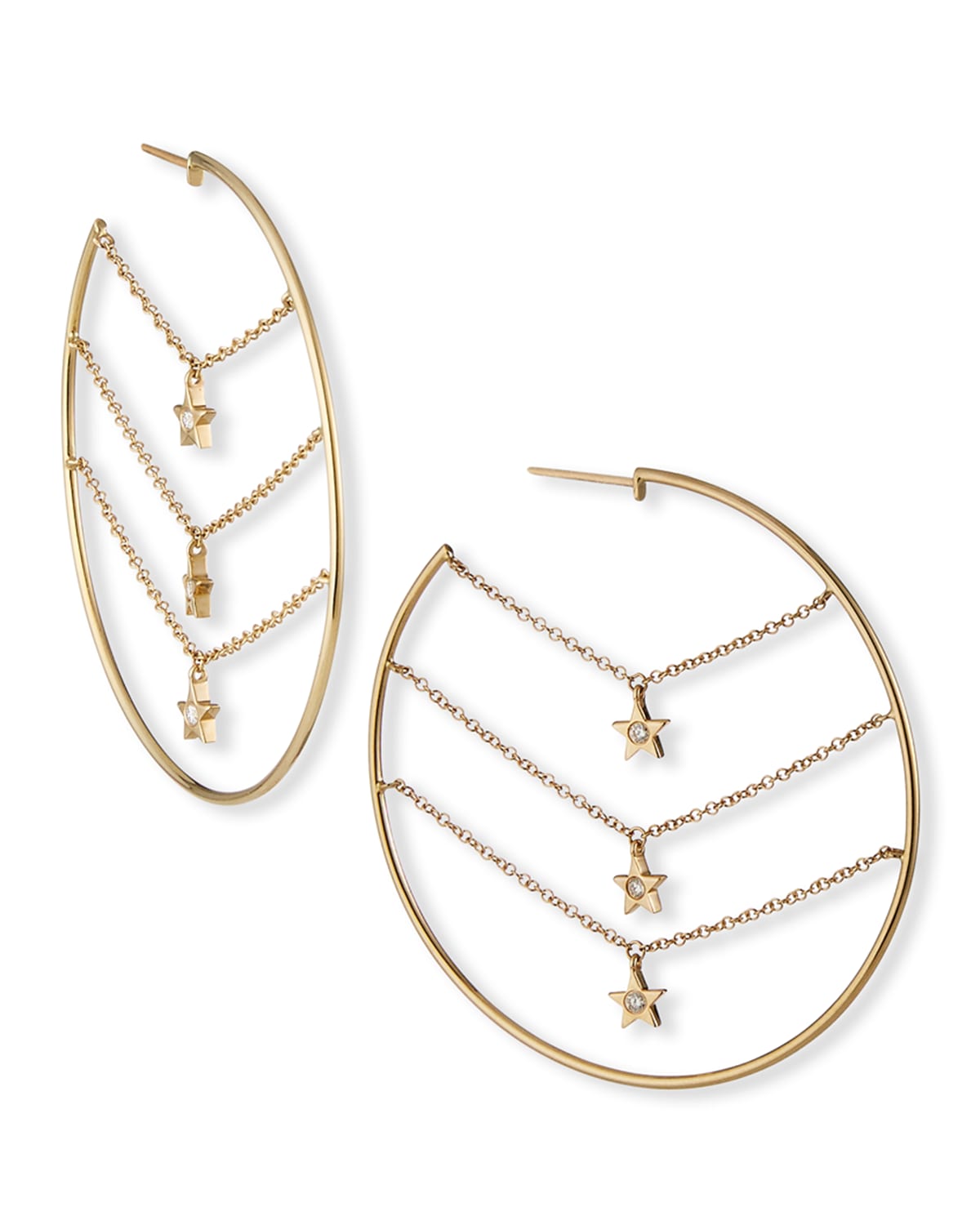 Siren 3-Star Dangle Hoop Earrings