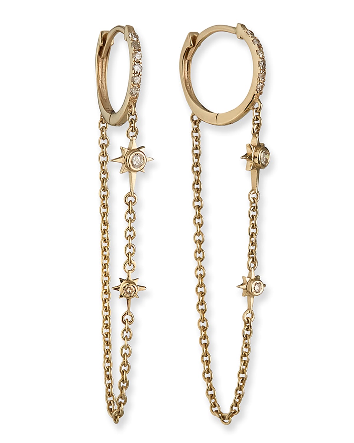Kastel Jewelry Muse Star 14k Gold Diamond Dangle Earrings