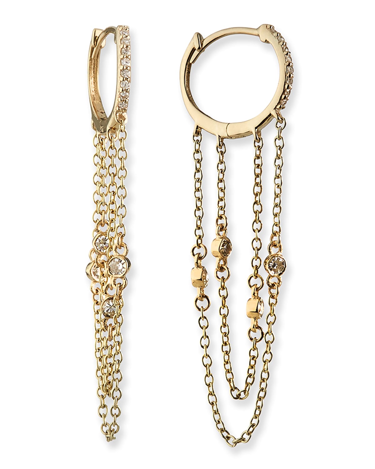 Kastel Jewelry 14k Siren Diamond Fringe Huggie Earrings