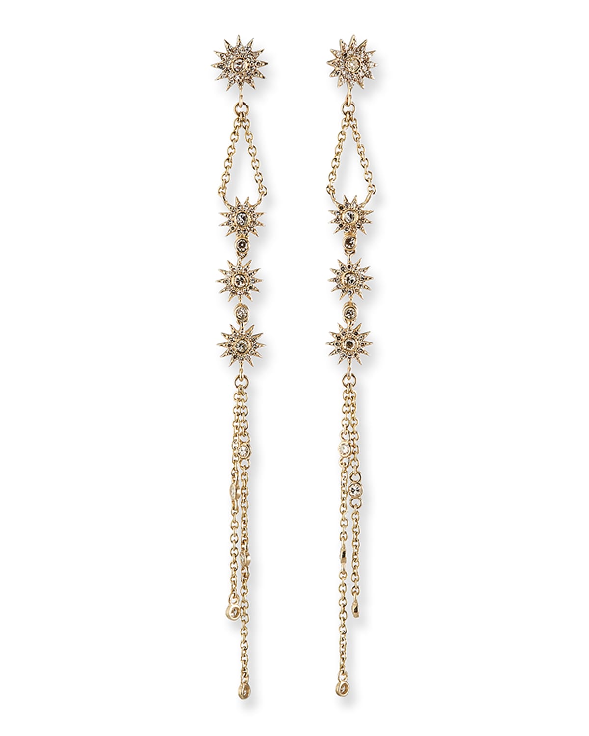 Siren 14k Gold Fringe Duster Star Earrings