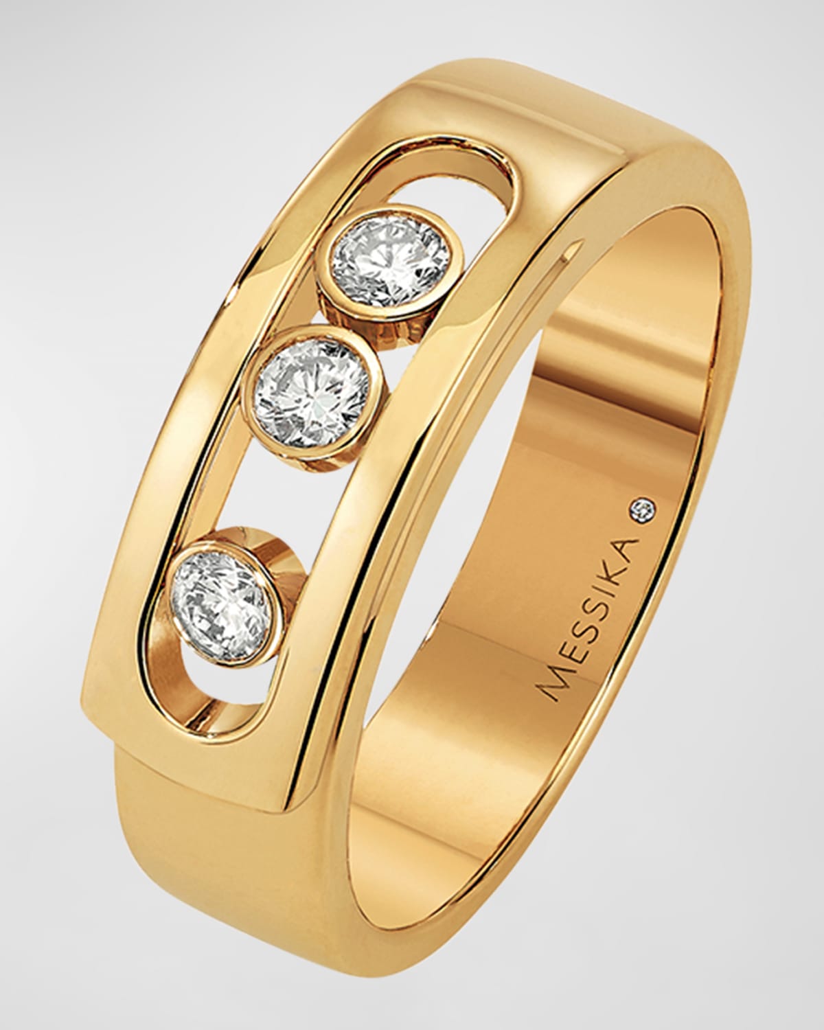 Messika Move 18k Yellow Gold 3-Diamond Ring, Size 53