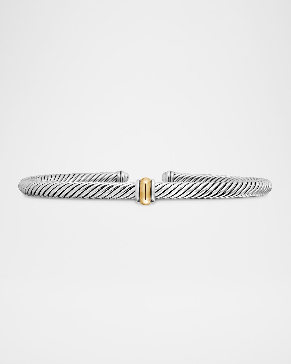 David Yurman Cable Station Bracelet in Silver with 18K Gold, 4mm