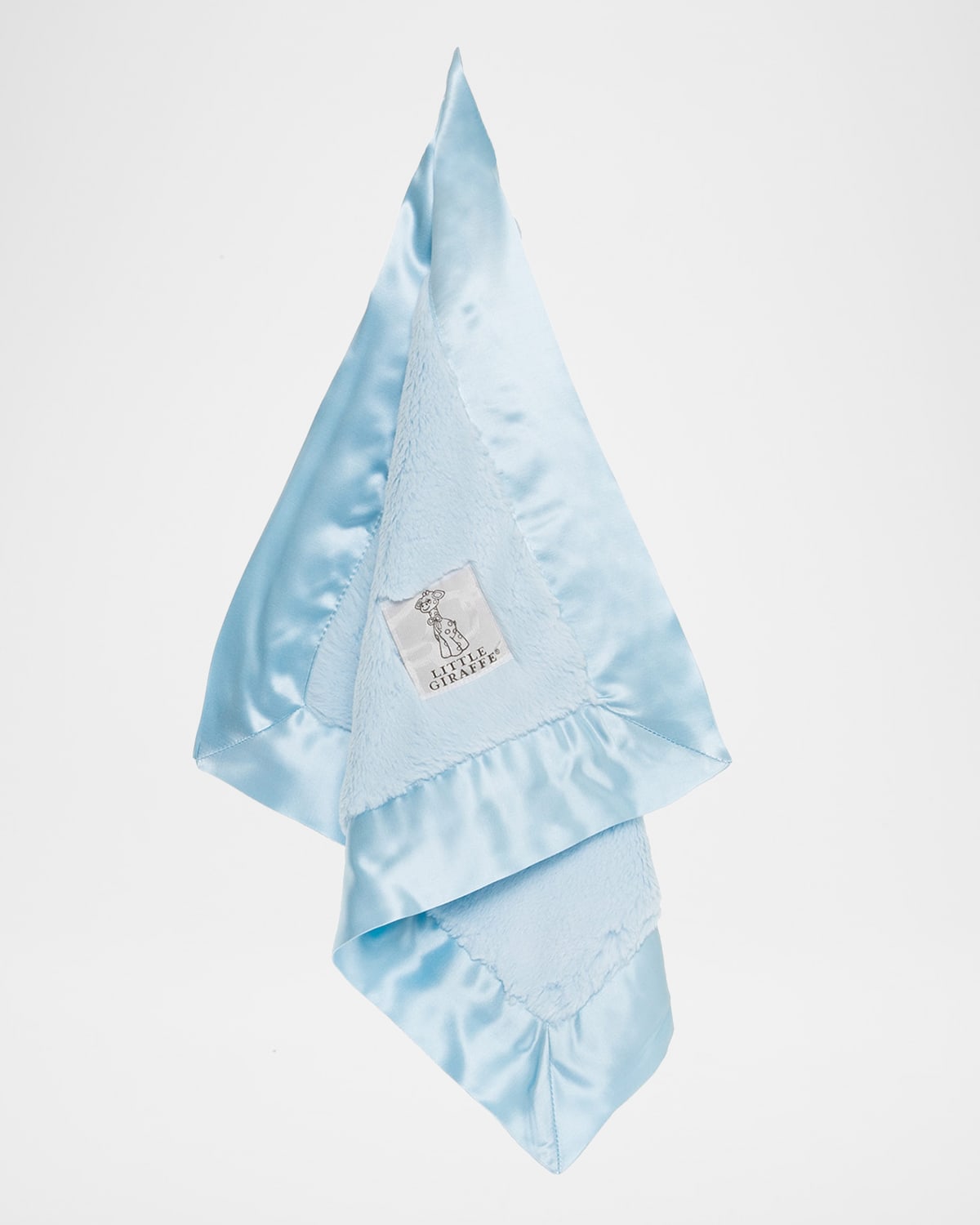 Shop Little Giraffe Luxe Solid Plush Baby Blanket W/ Satin Border In Blue