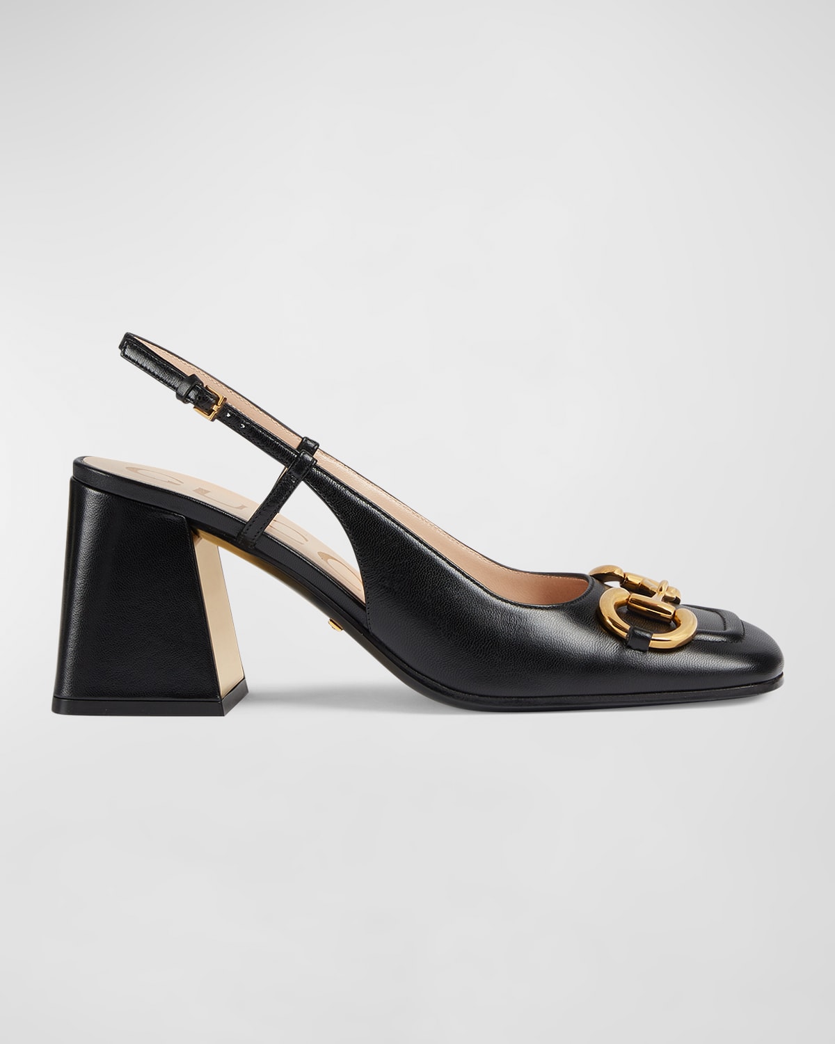 Gucci Horsebit Mid-heel Slingback Pumps In Black
