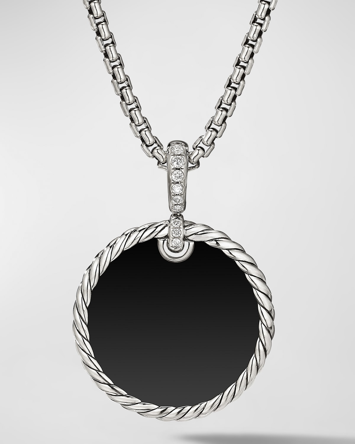 DY Elements Disc Pendant with Black Onyx and Mother-of-Pearl and Pave Diamonds, 24mm