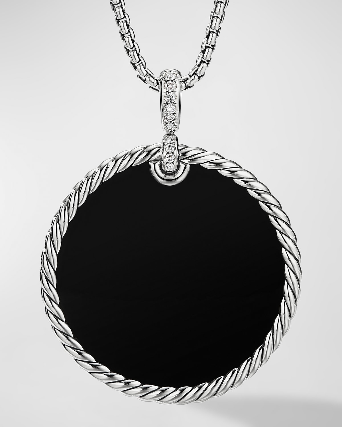 David Yurman Dy Elements Disc Pendant With Black Onyx And Mother-of-pearl And Pave Diamonds, 42mm