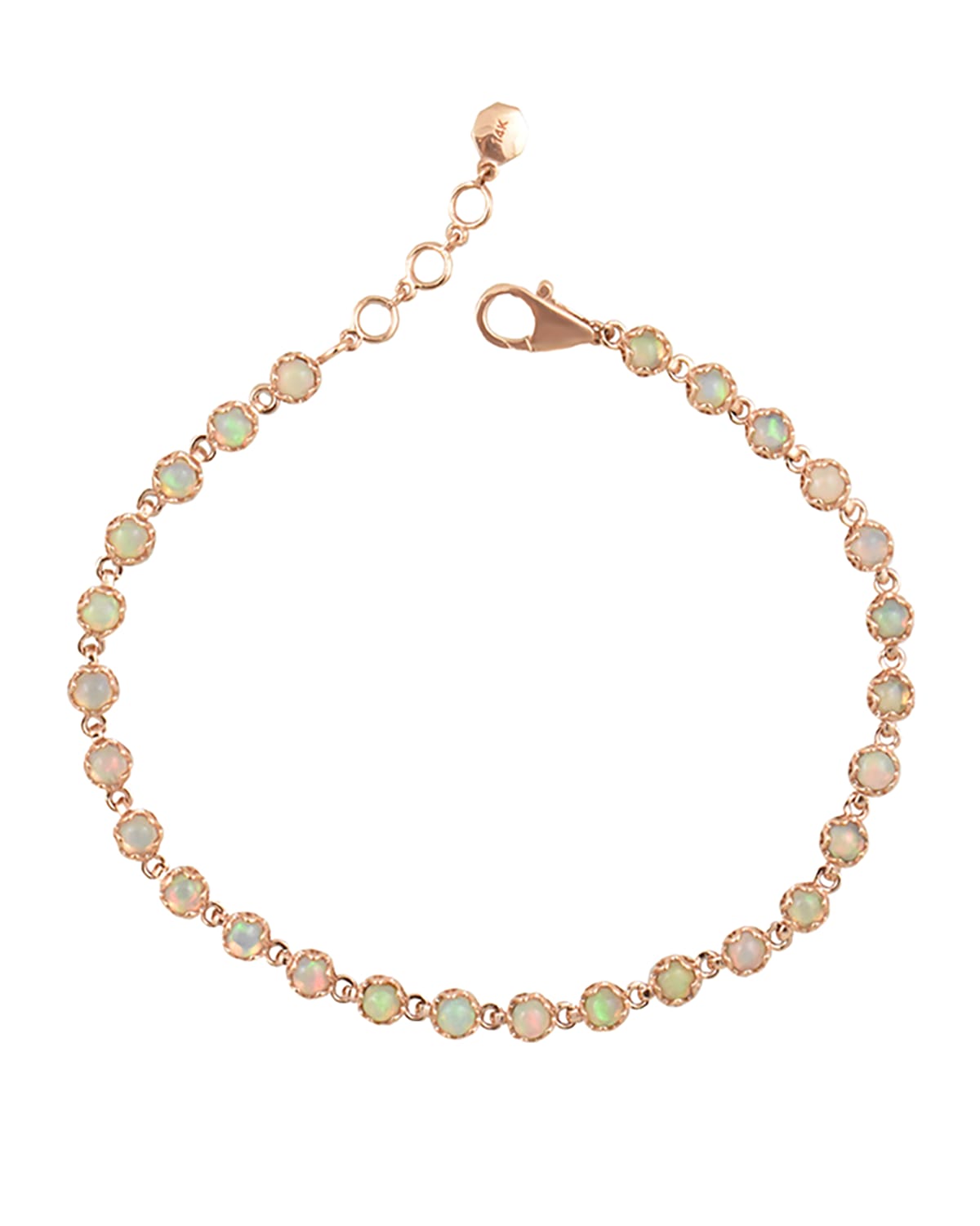 14k Rose Gold Cabochon Opal Tennis Bracelet