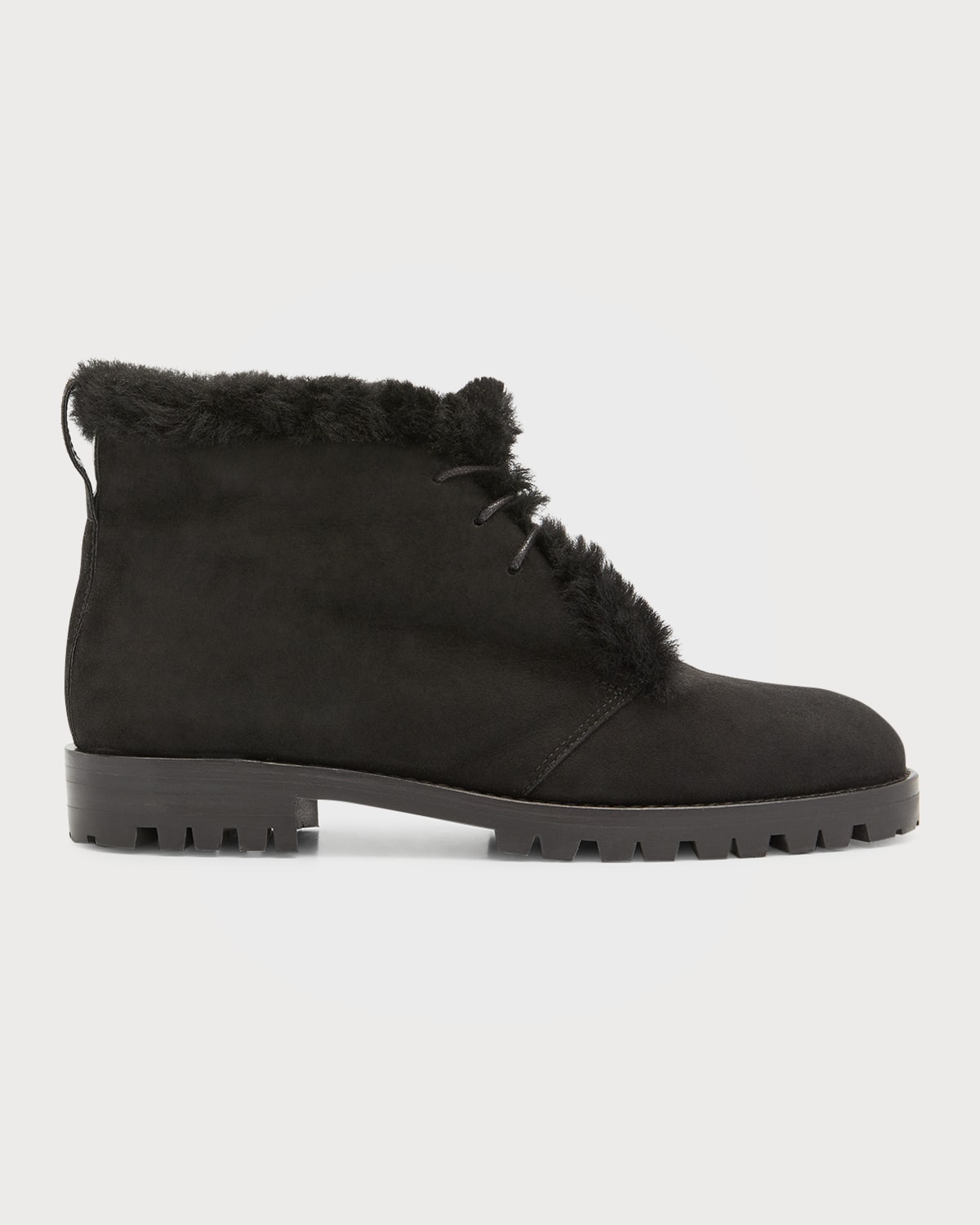 Mircus Suede Shearling Lace-Up Booties