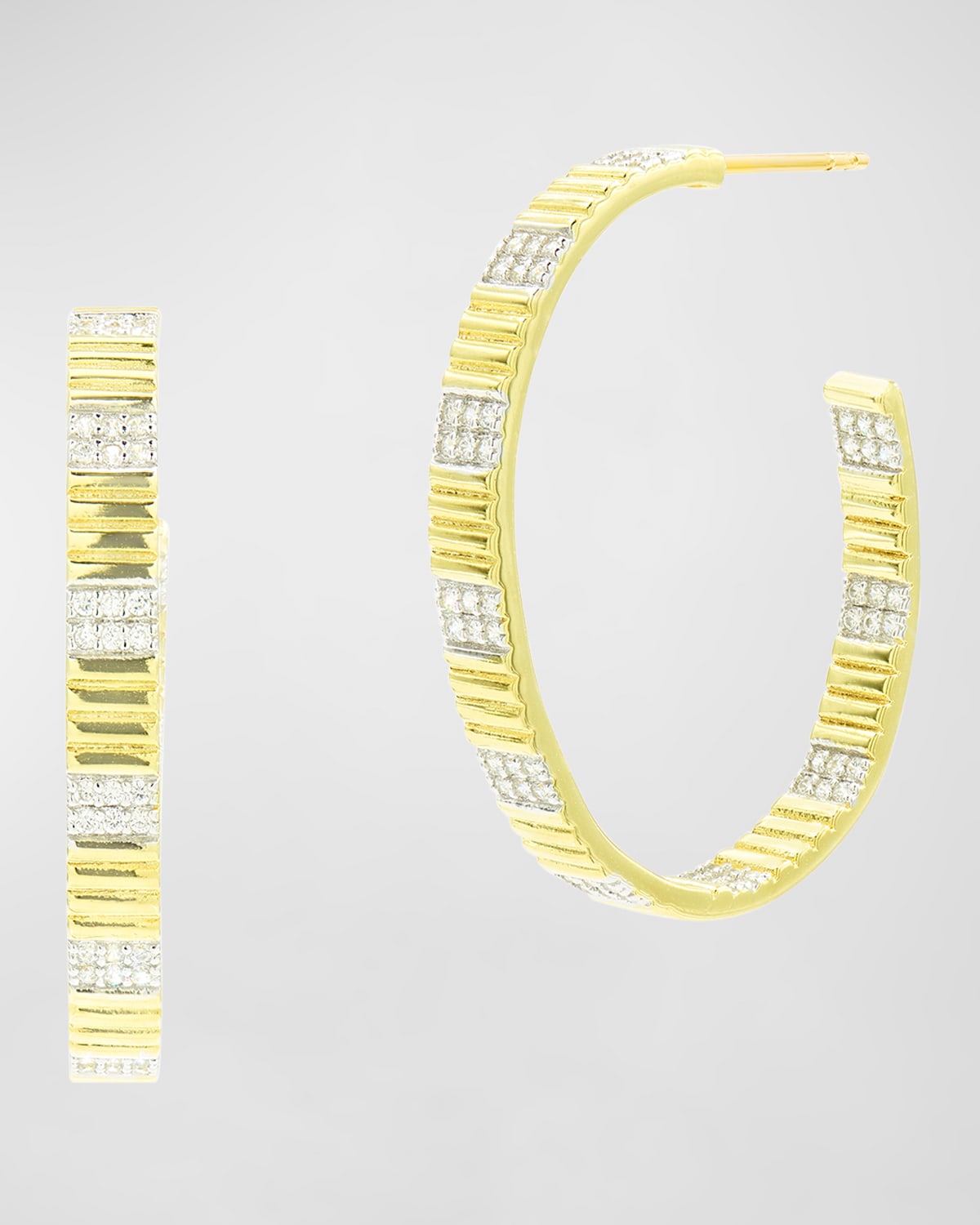 Cubic Zirconia Striped Hoop Earrings