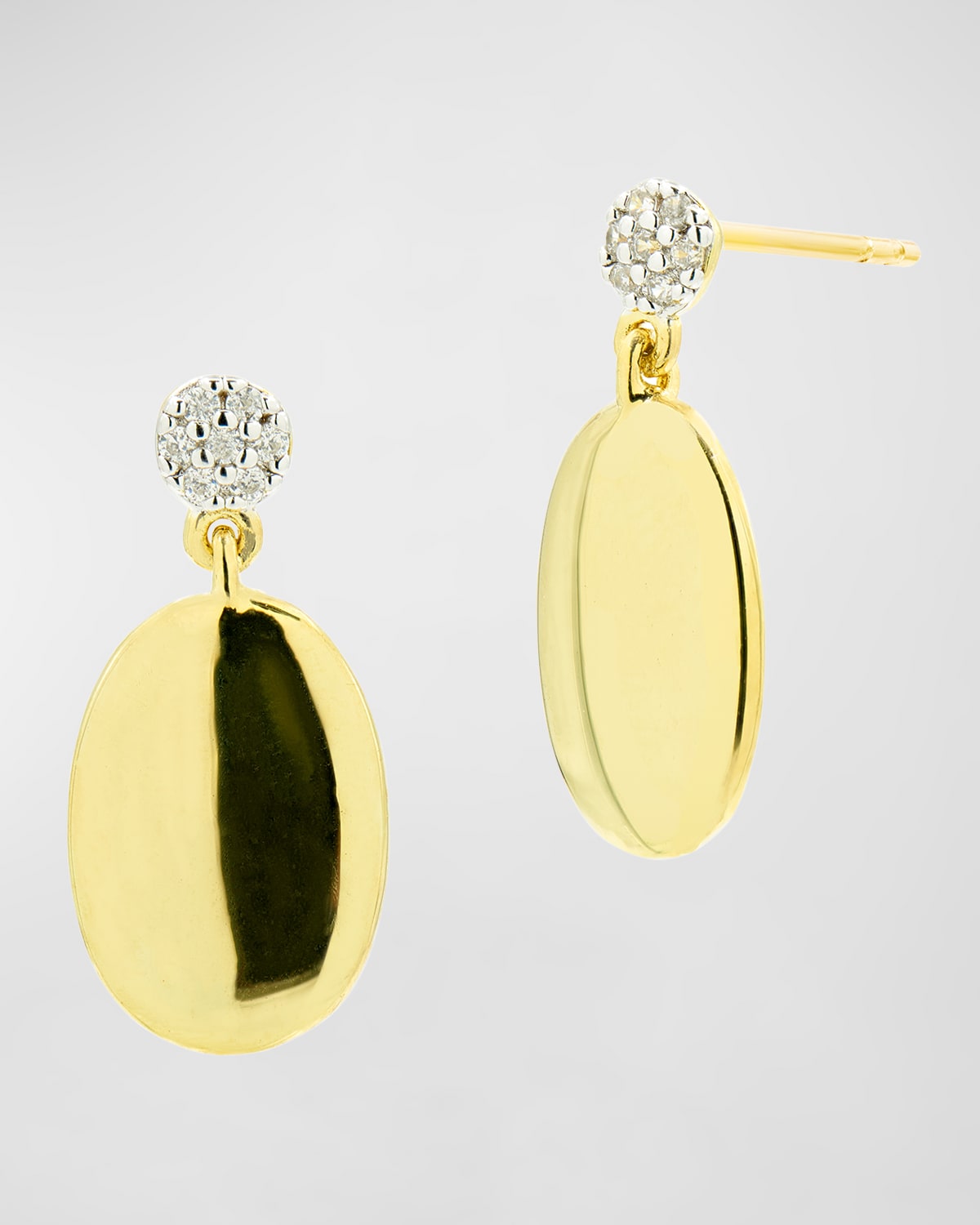 Pave and Oval Drop Earrings