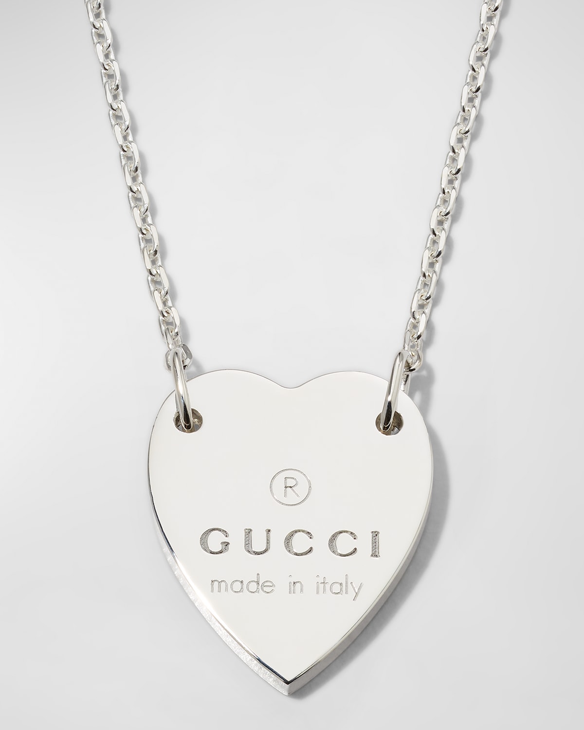 Gucci Engraved Heart Trademark Necklace In Neutrals