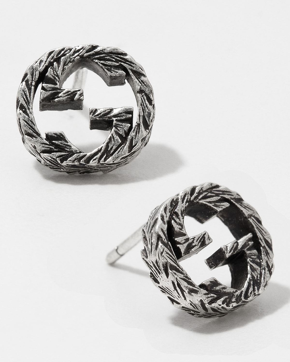 Interlocking G 10mm Stud Earrings in Aged Silver