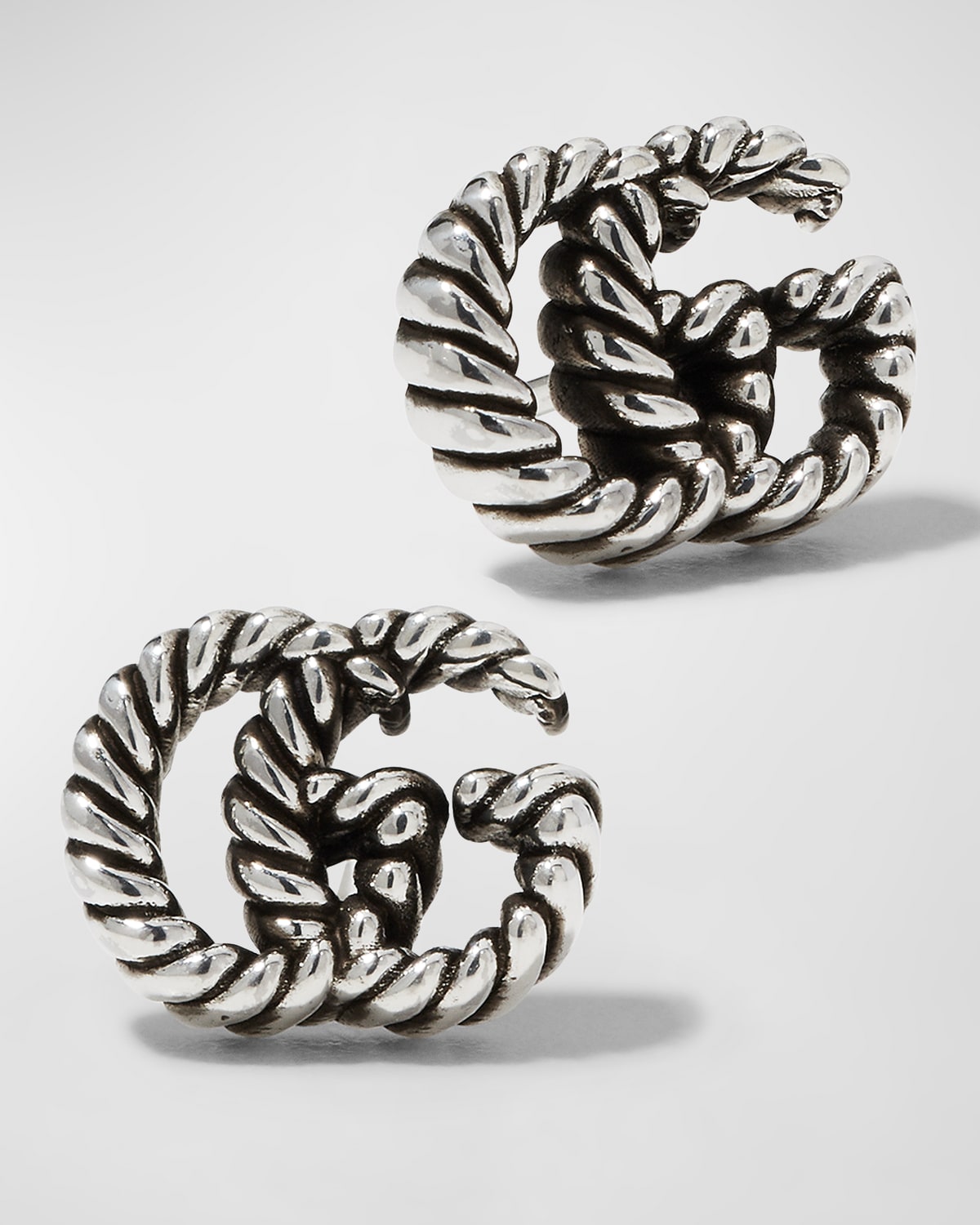 GG Marmont Stud Earrings in Aged Silver