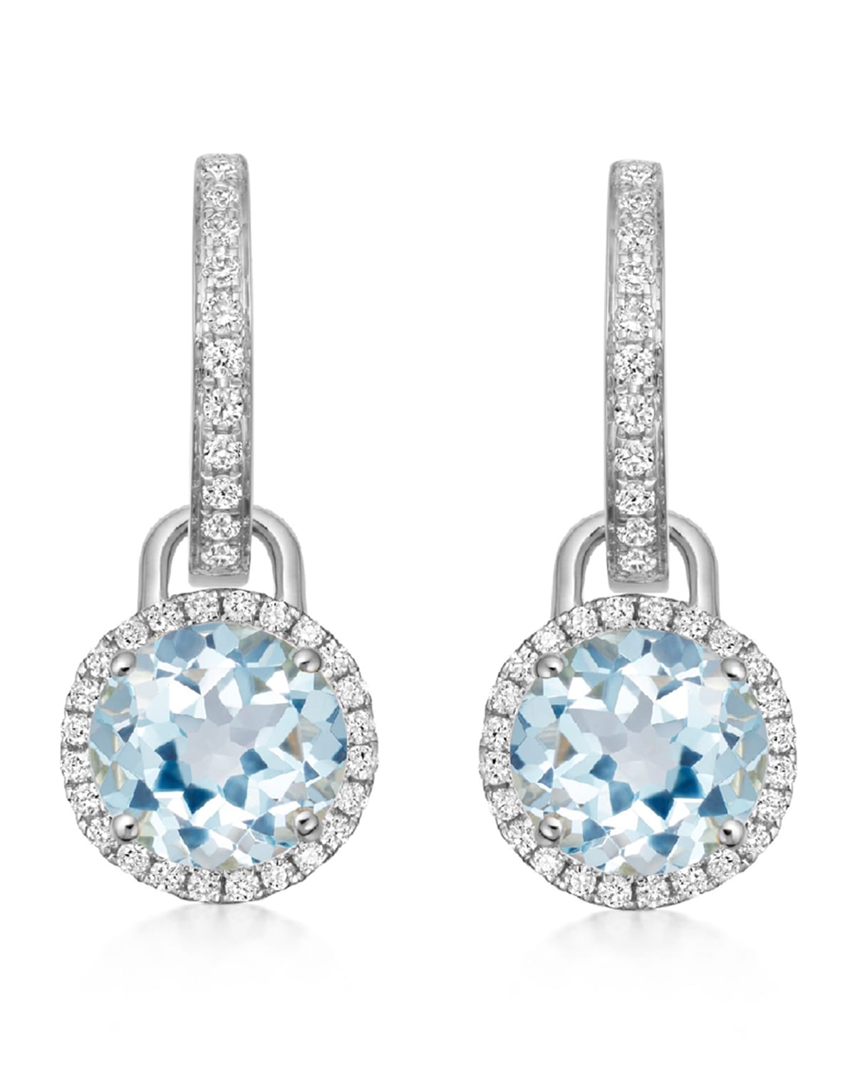Grace 18k White Gold Mini Blue Topaz Diamond Drop Earrings