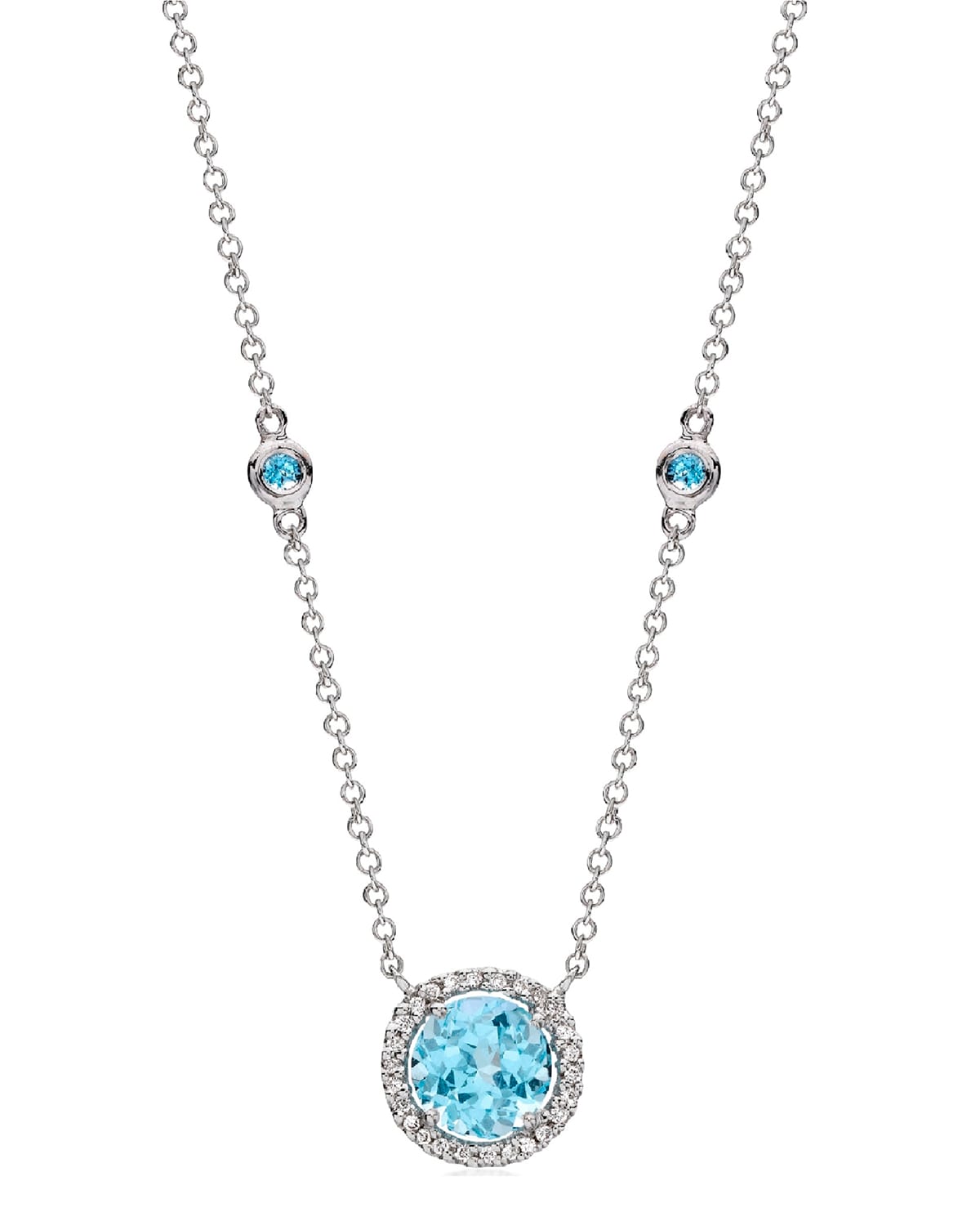 Grace 18k White Gold Blue Topaz Diamond Necklace