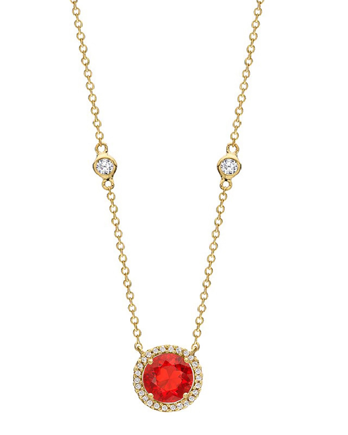 Grace 18k Gold Fire Opal Diamond Pendant Necklace